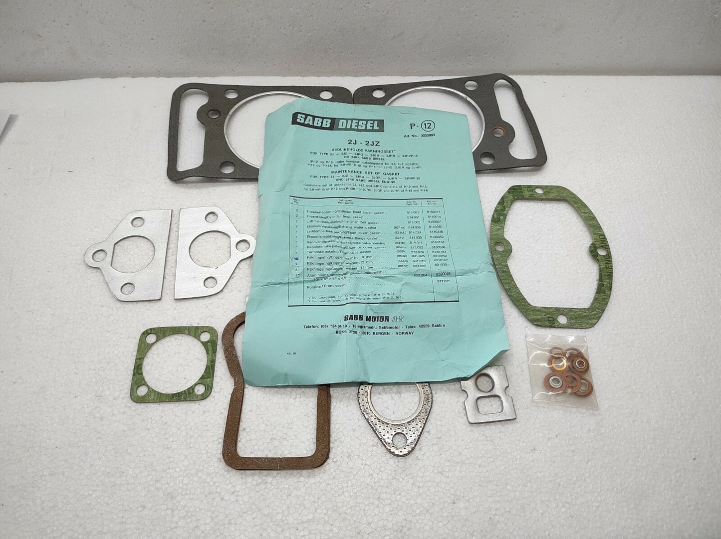 SAAB DIESEL 2J-2JZ PACKING SET 0033993