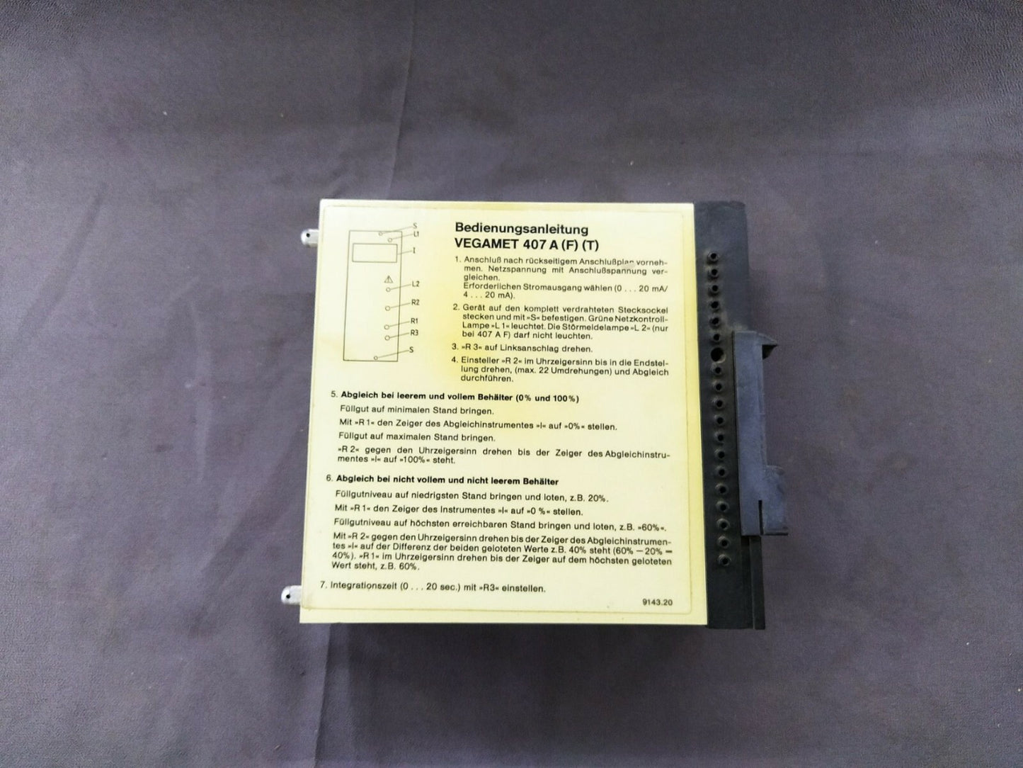 Vegamet 407 A F T Level Indicator 407 A (F) (T)