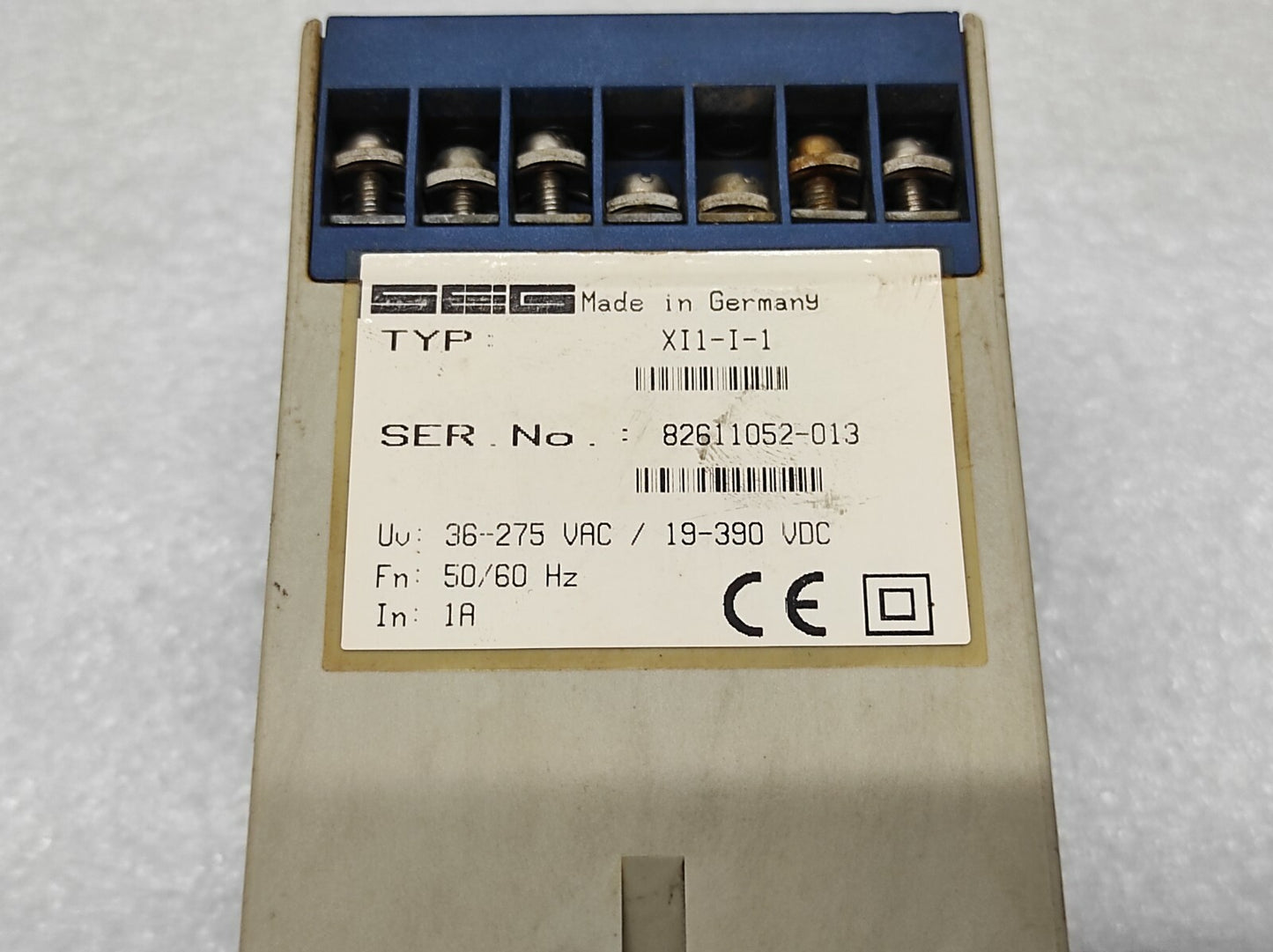 SEG XI1-I-1 TIME OVERCURRENT RELAY 36-275 VAC/19-390 VDC XI1
