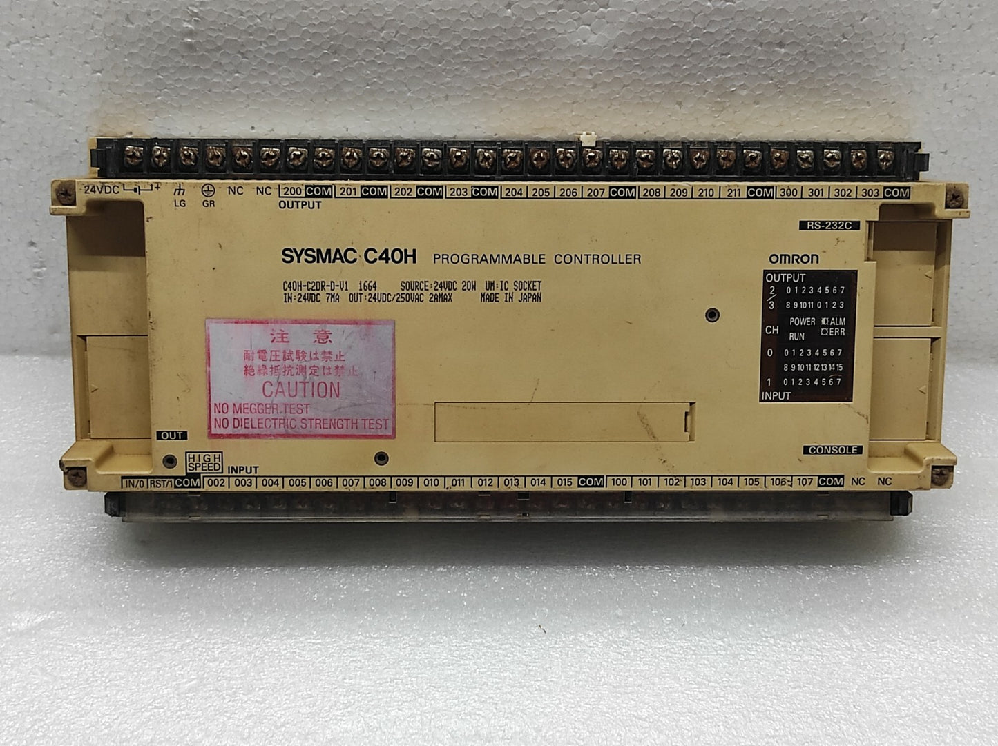 OMRON SYSMAC C40H PROGRAMMABLE CONTROLLER C40H-C2DR-D-V1 24VDC