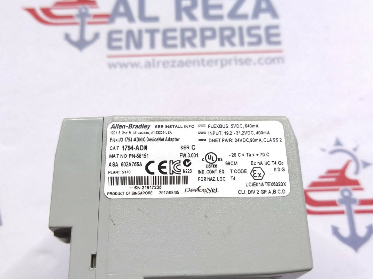 Allen Bradley CAT 1794-ADN Series C Flex I/O Device Net Adaptor 58151 FW 3.001