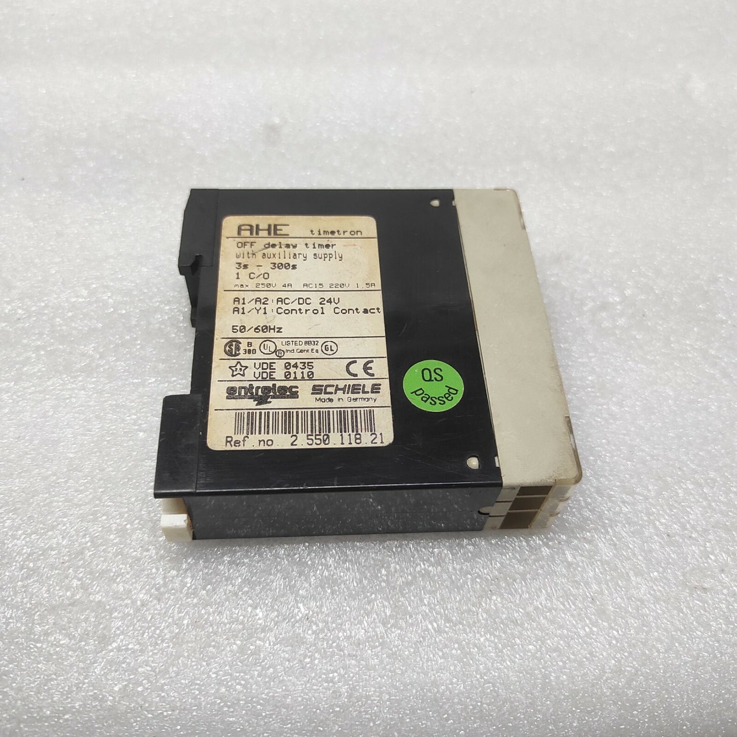 SCHIELE AHE OFF DELAY TIMER 2.550.118.21 3S-300S 24VAC-DC