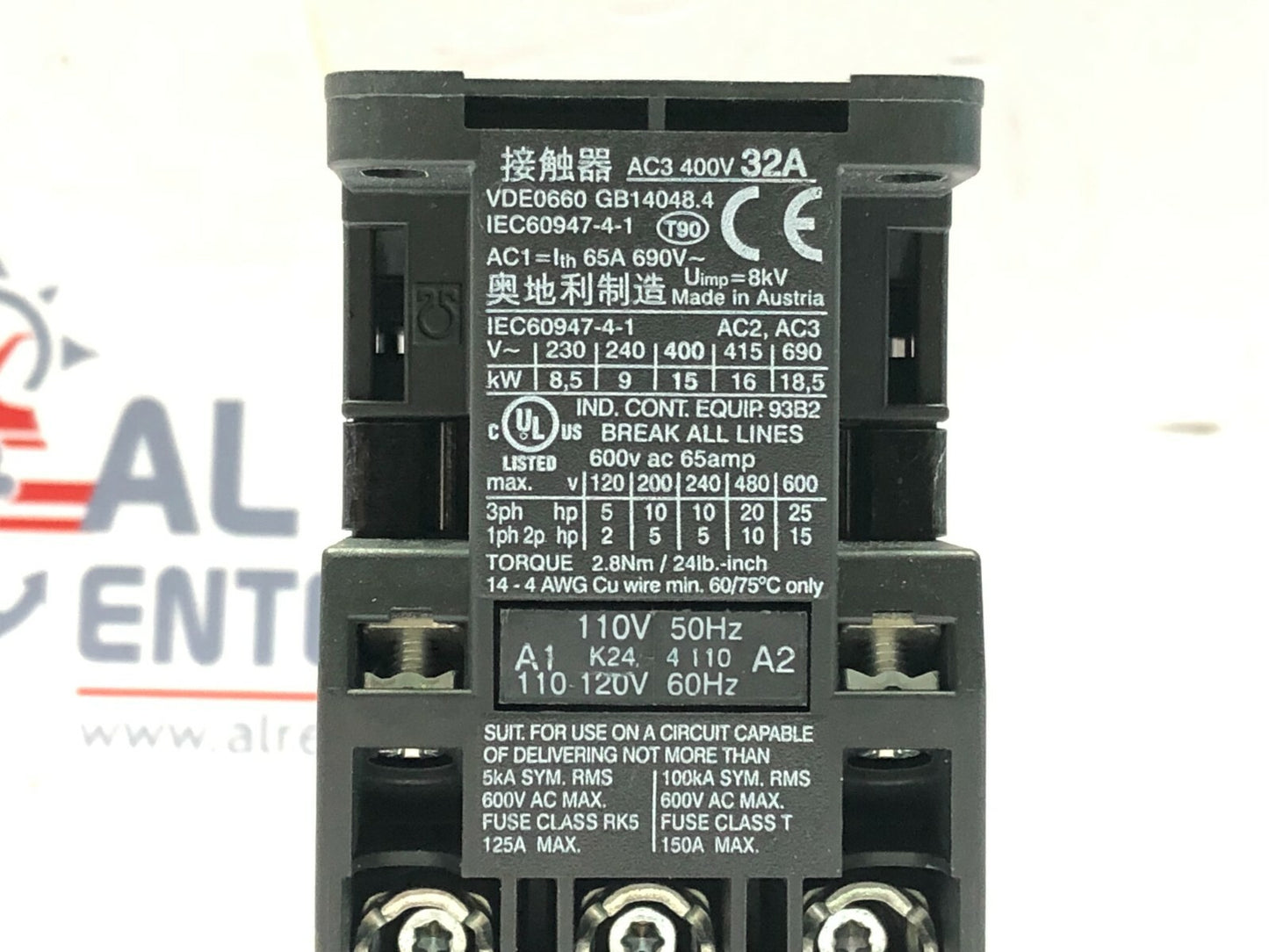 IMO MC32-S-00 3-POLE CONTACTOR COIL VOLTAGE 110V