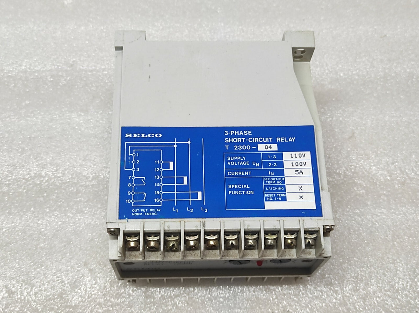SELCO T2300-04 3-PHASE SHORT CIRCUIT RELAY 110V