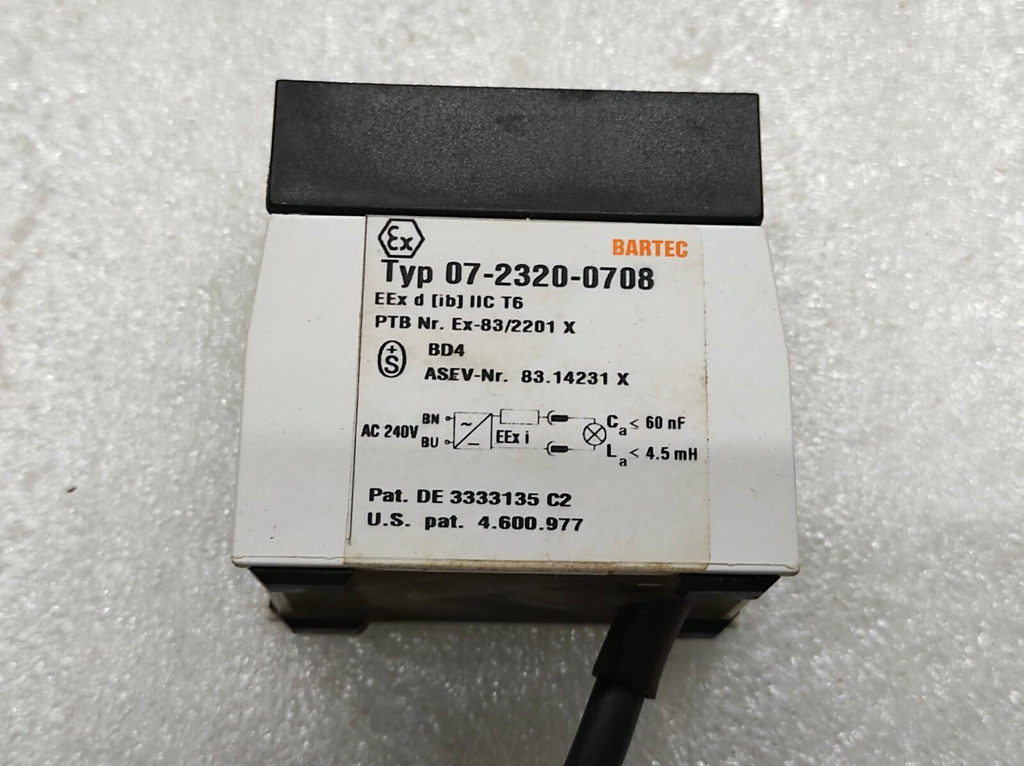 BARTEC TYP 07-2320-0708 INDICATOR LAMP CAMERON 2710990-01-01 240VAC