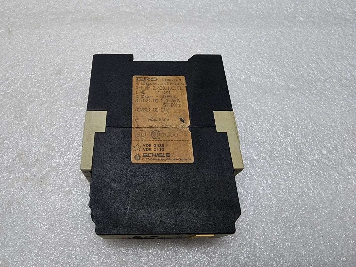 SCHIELE ERS ON DELAY TIMER 2.430.102.01 0.05S-300H 110-240VAC/24VAC-DC