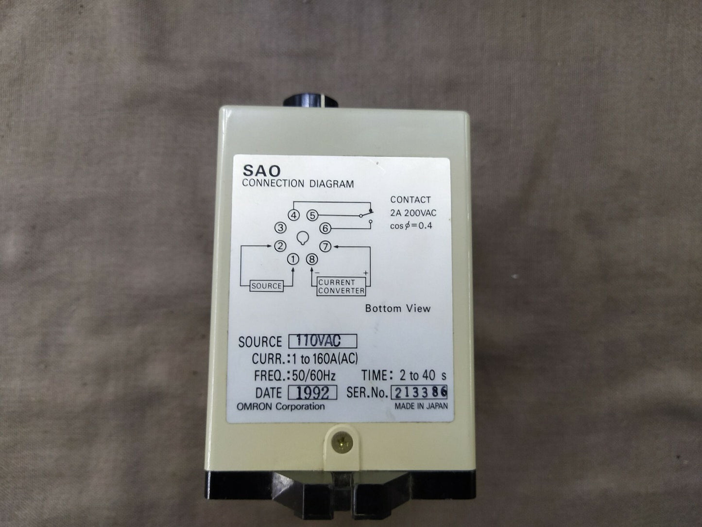 OMRON SAO-R CURRENT SENSOR 110V AC