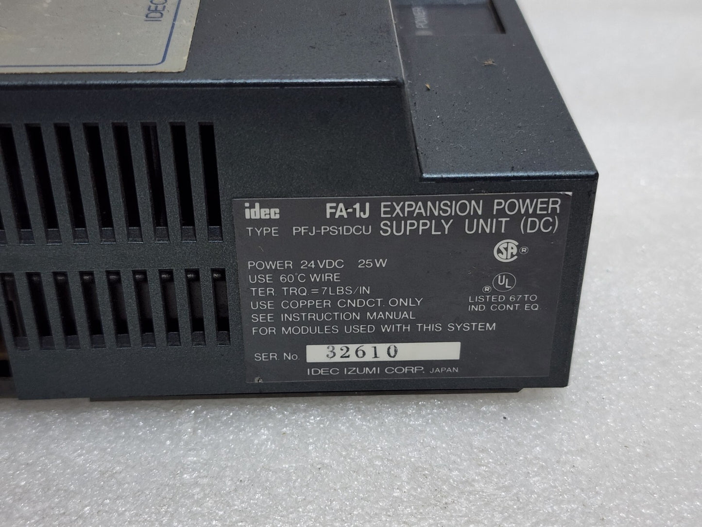IDEC PFJ-PS1DCU EXPANSION POWER SUPPLY UNIT 24V DC