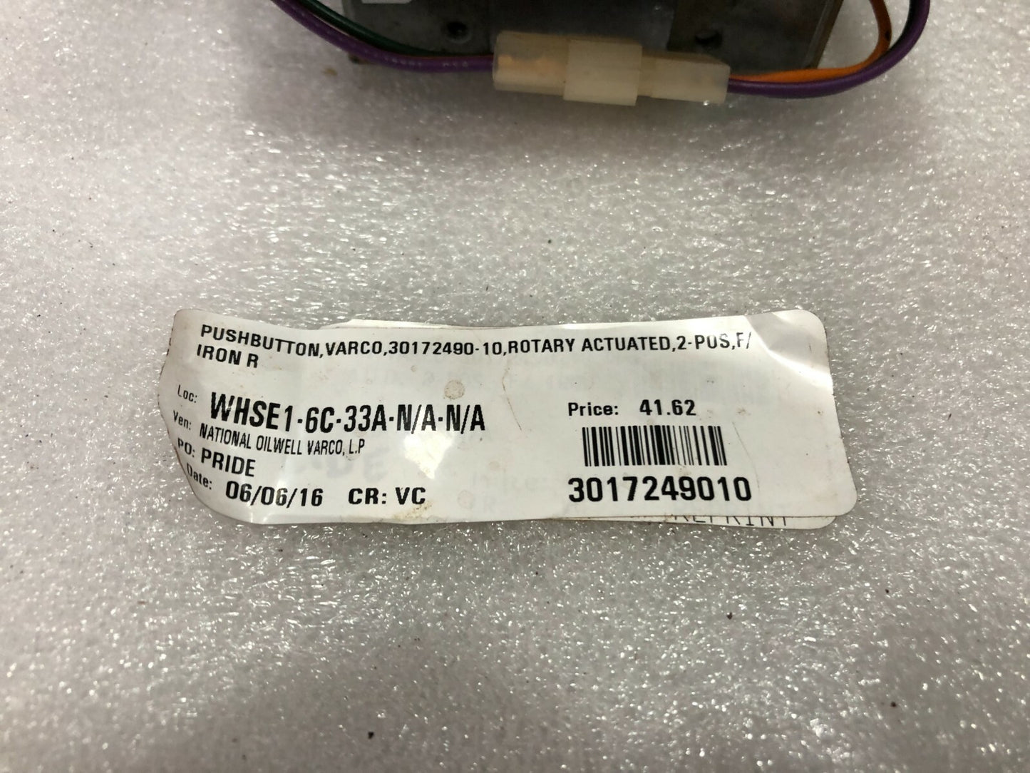 OEM CONTROLS JS6M15626 VARCO 3017249010 ROTARY ACTUATED PUSHBUTTON QAI3049 001