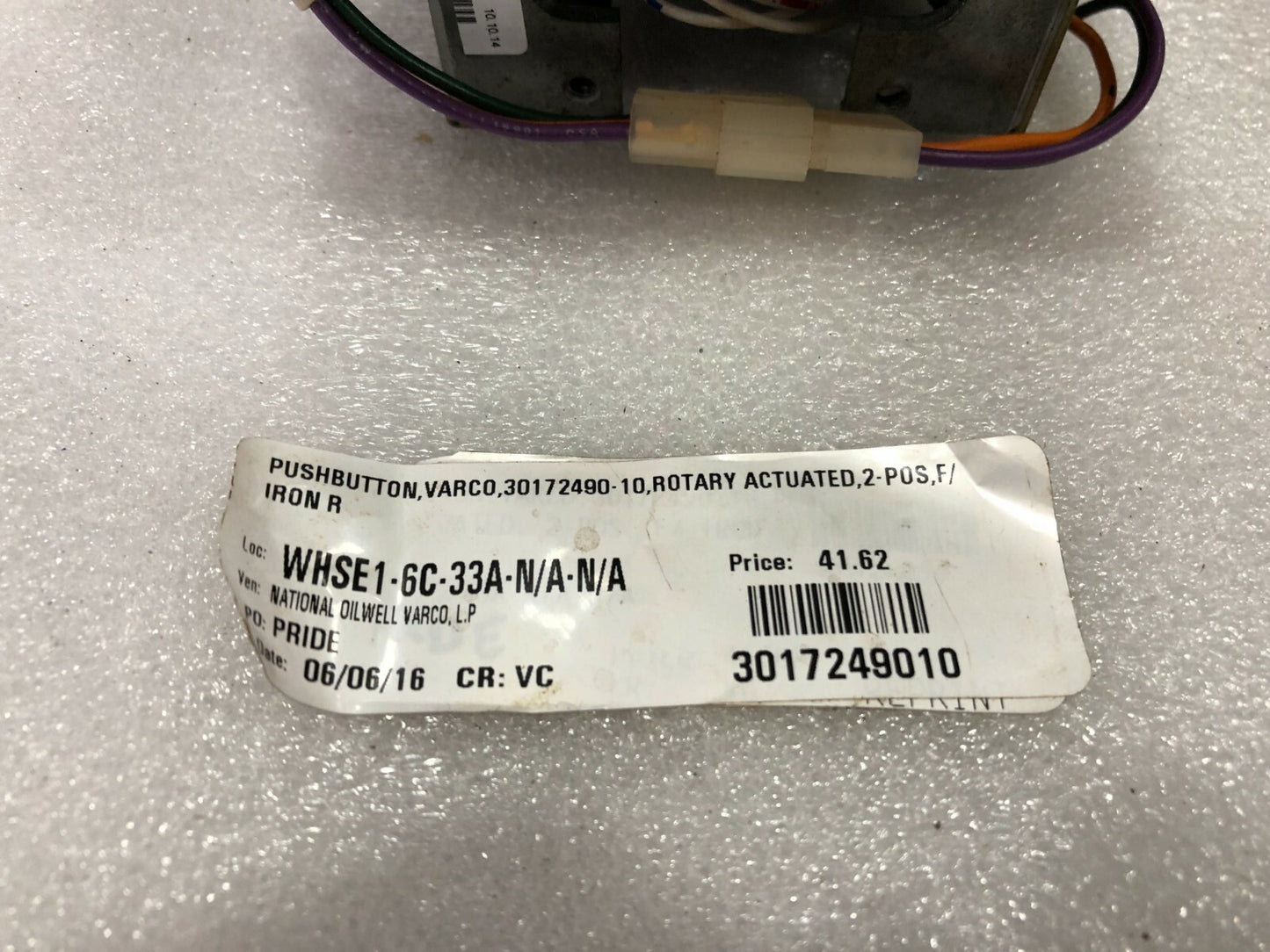 OEM CONTROLS JS6M15626 VARCO 3017249010 ROTARY ACTUATED PUSHBUTTON QAI3049 001