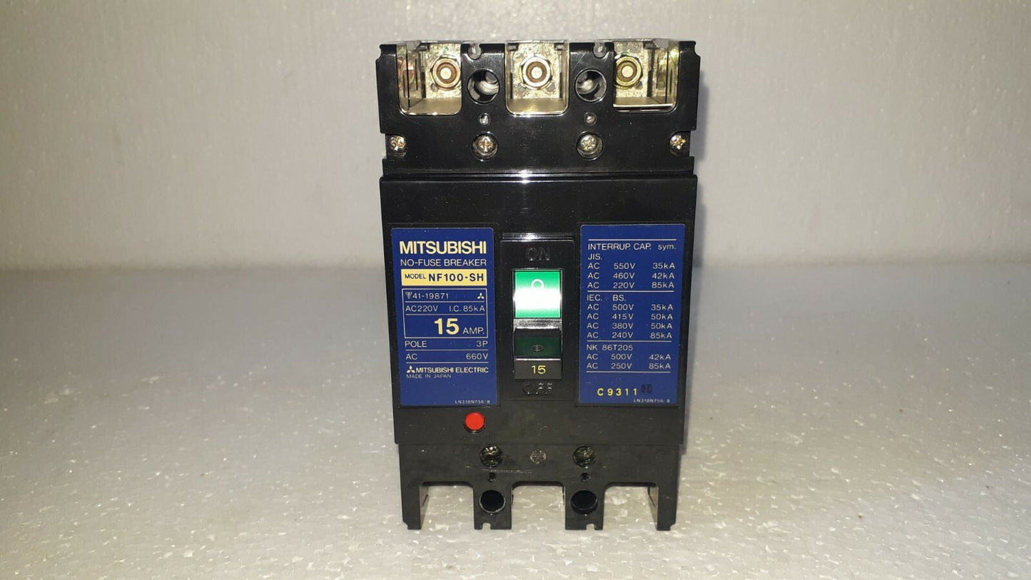 Mitsubishi NF100-SH No-Fuse Breaker 15A 3P 660V NF100SH