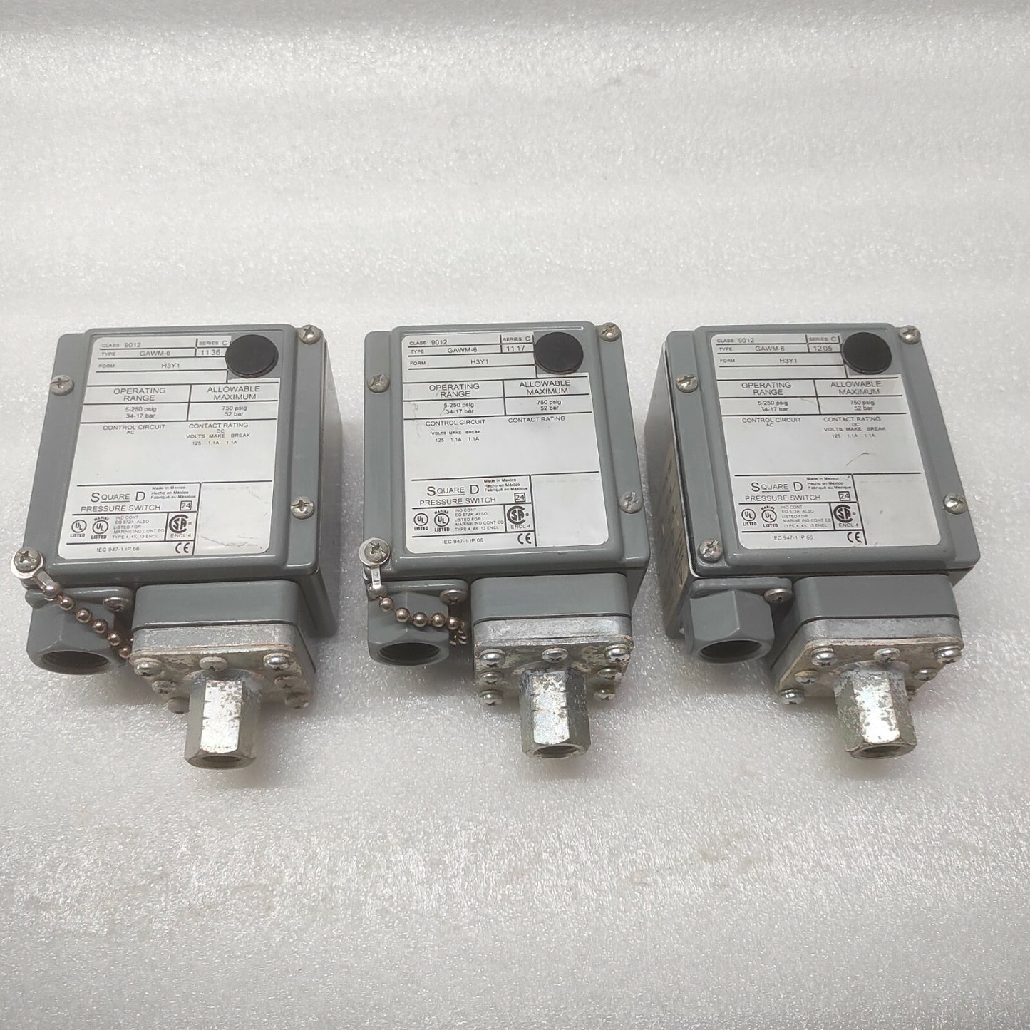 SQUARE-D 9012 GAWM-6 H3Y1 PRESSURE SWITCH