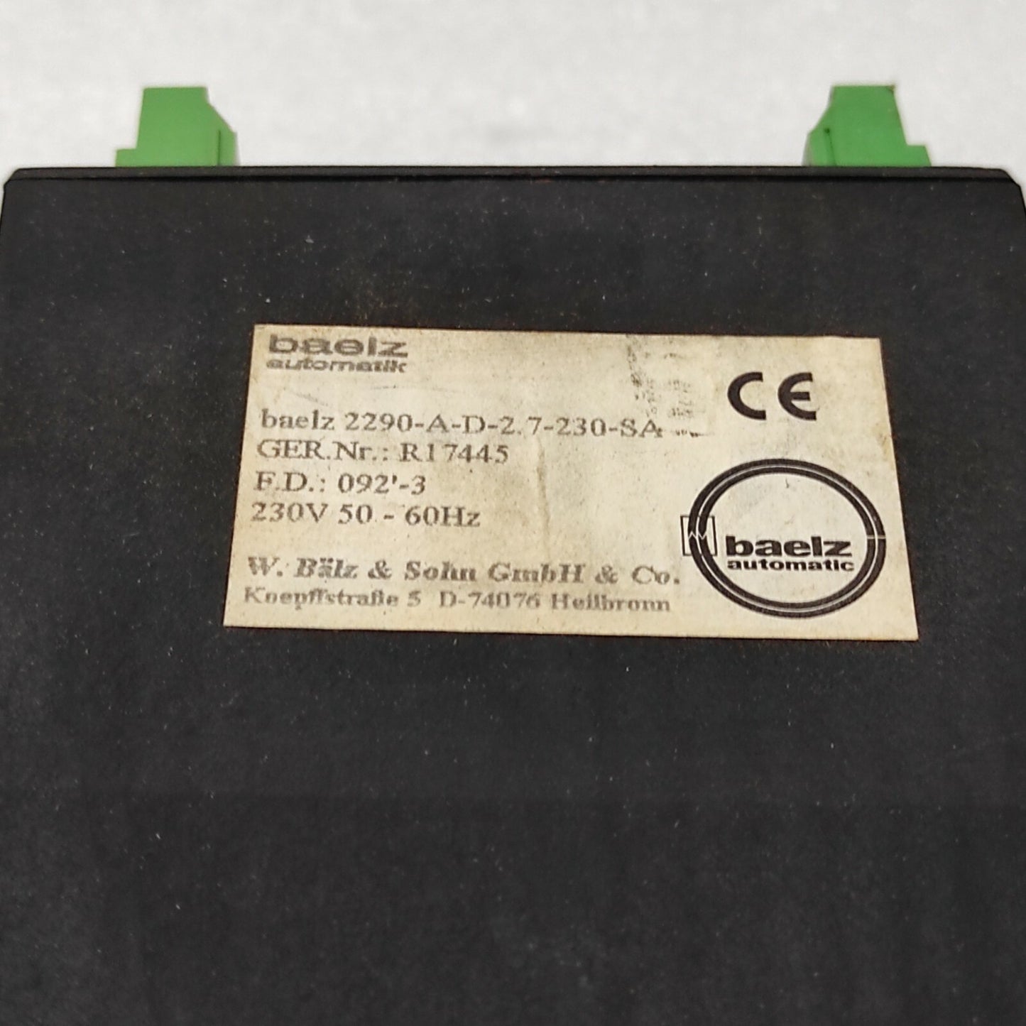 BAELZ AUTOMATIC WBS 2290 TEMPERATURE CONTROLLER BAELZ 2290-A-D-2.7-230-SA 230V