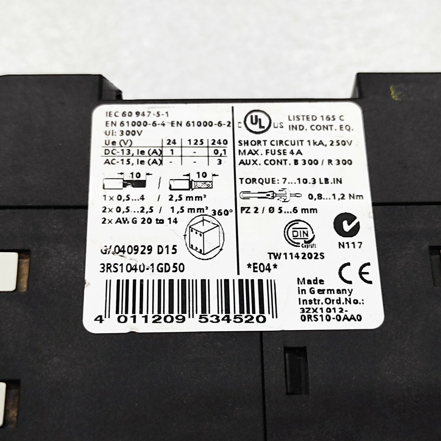 SIEMENS 3RS1040-1GD50 TEMPERATURE MONITORING RELAY
