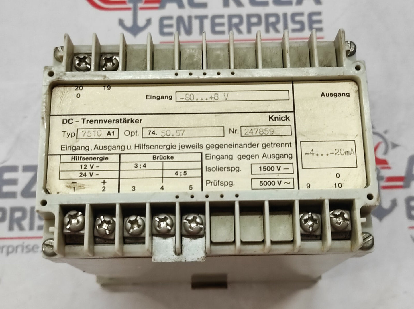KNICK TYP 7510 A1 DC-ISOLATING AMPLIFIER 7510A1 247859