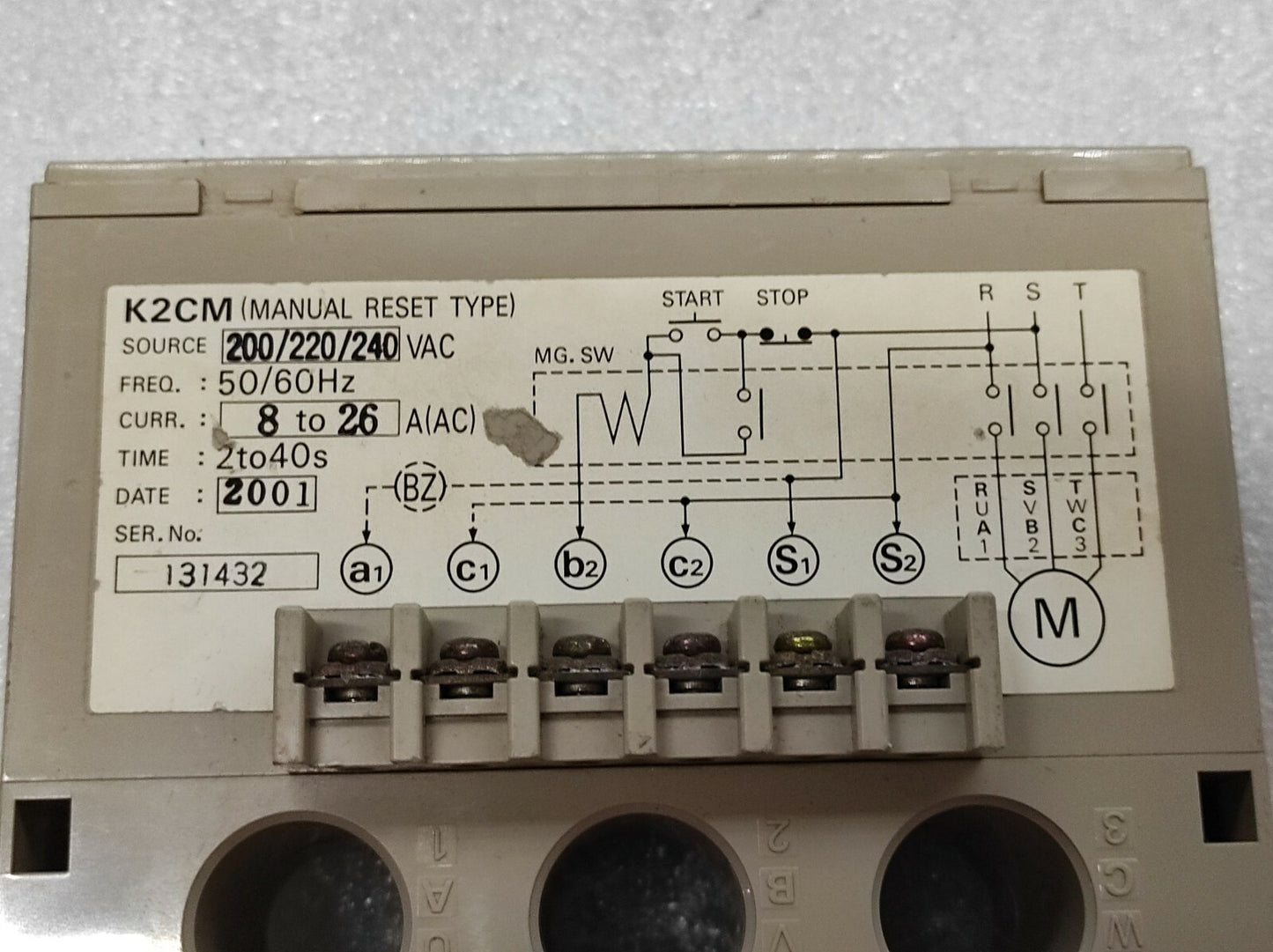 Omron K2CM-2L Motor Relay 200-240VAC 2-40S