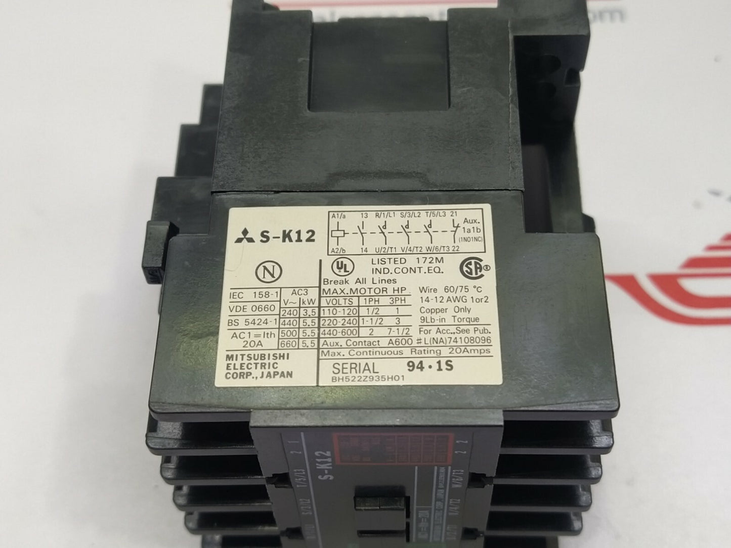 Mitsubishi S-K12 20A Magnetic Contactor Coil Voltage 100V SK12