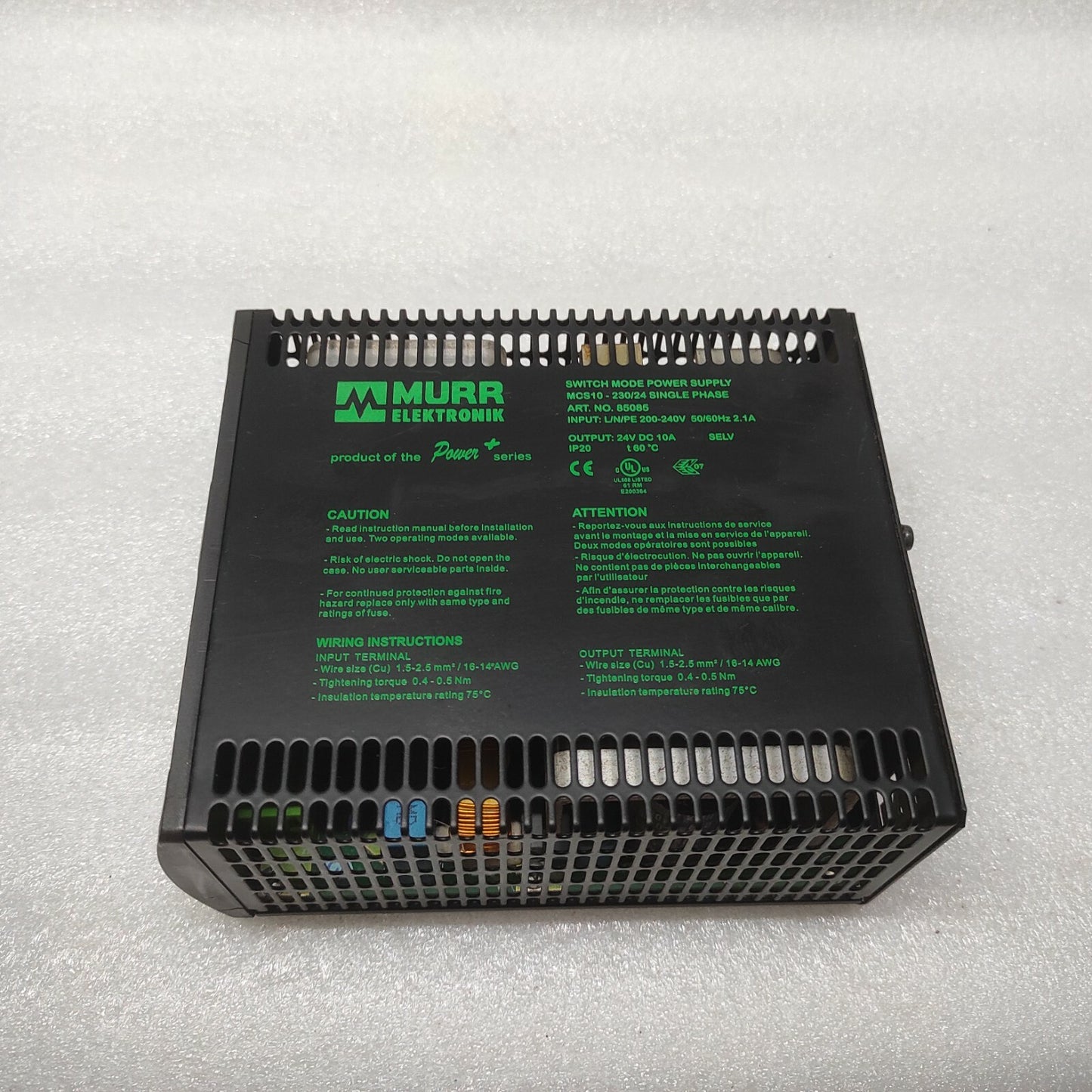 MURR ELEKTRONIK MCS10-230/24  POWER SUPPLY 85085 24VDC 10A