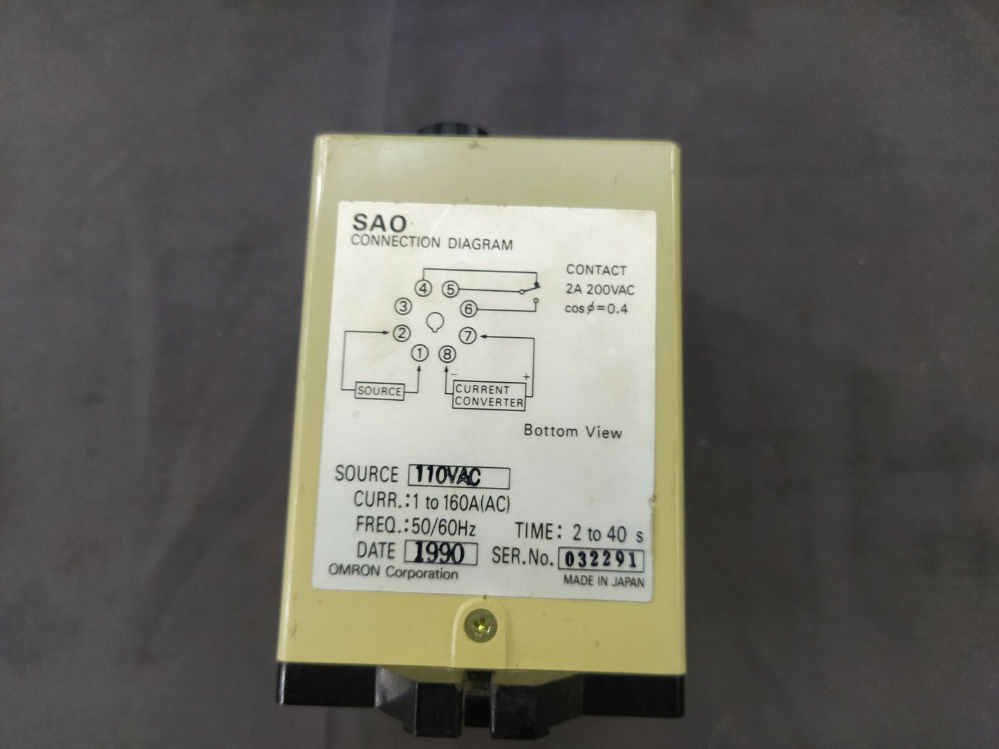 Omron SAO-Q Current Sensor 110V AC