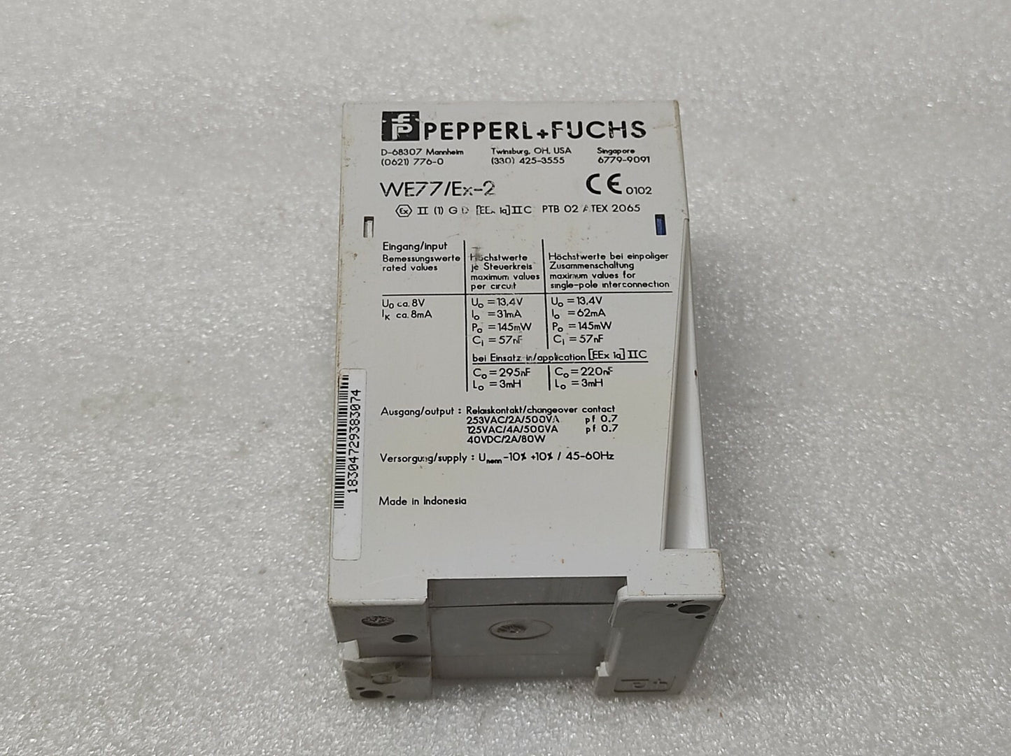 PEPPERL + FUCHS WE77/EX-2 SWITCH AMPLIFIER 129198 230VAC