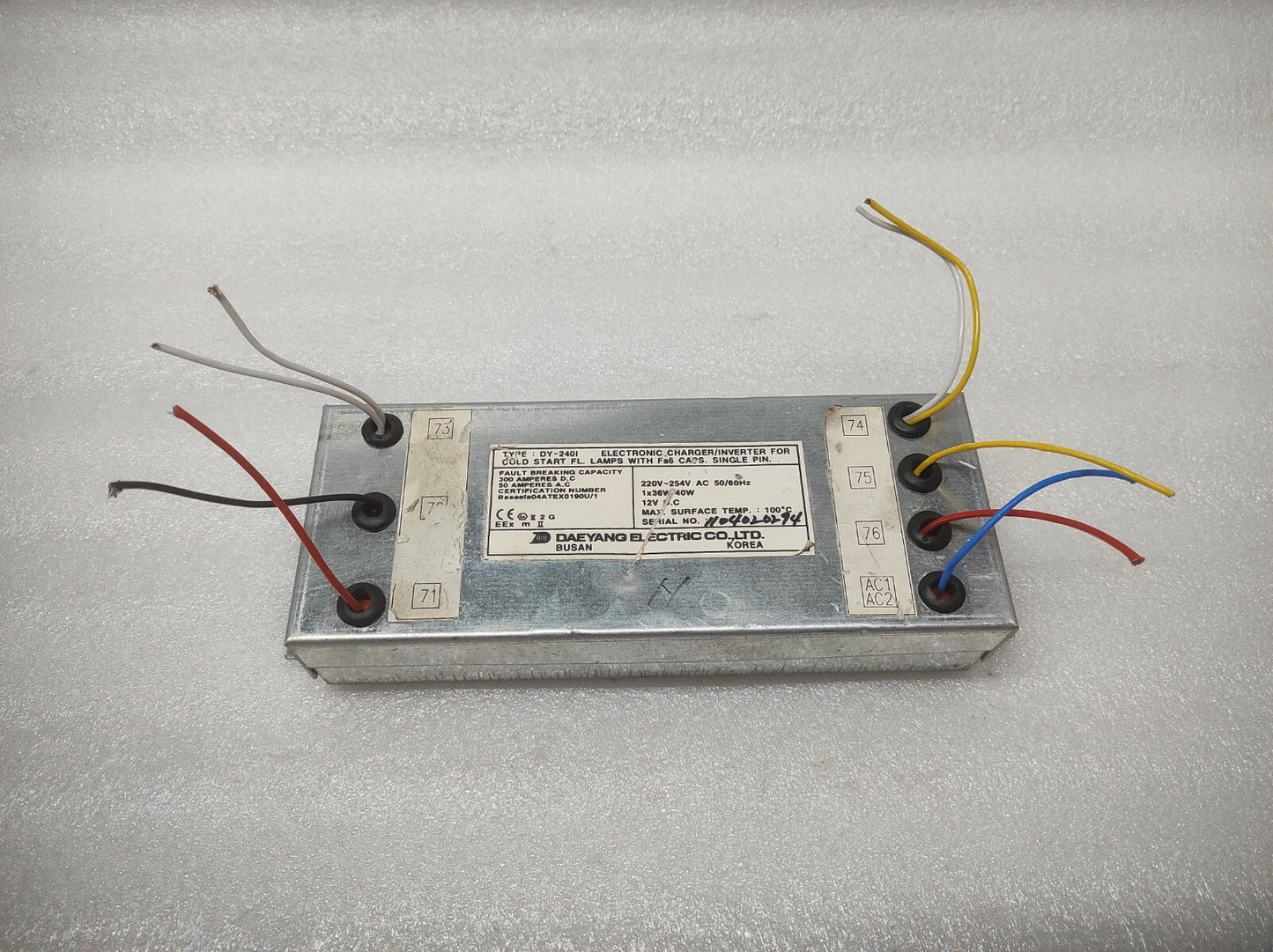 DAEYANG ELECTRIC DY-240I ELECTRONIC CHARGER - INVERTER FOR COLD START FL.LAMPS 2