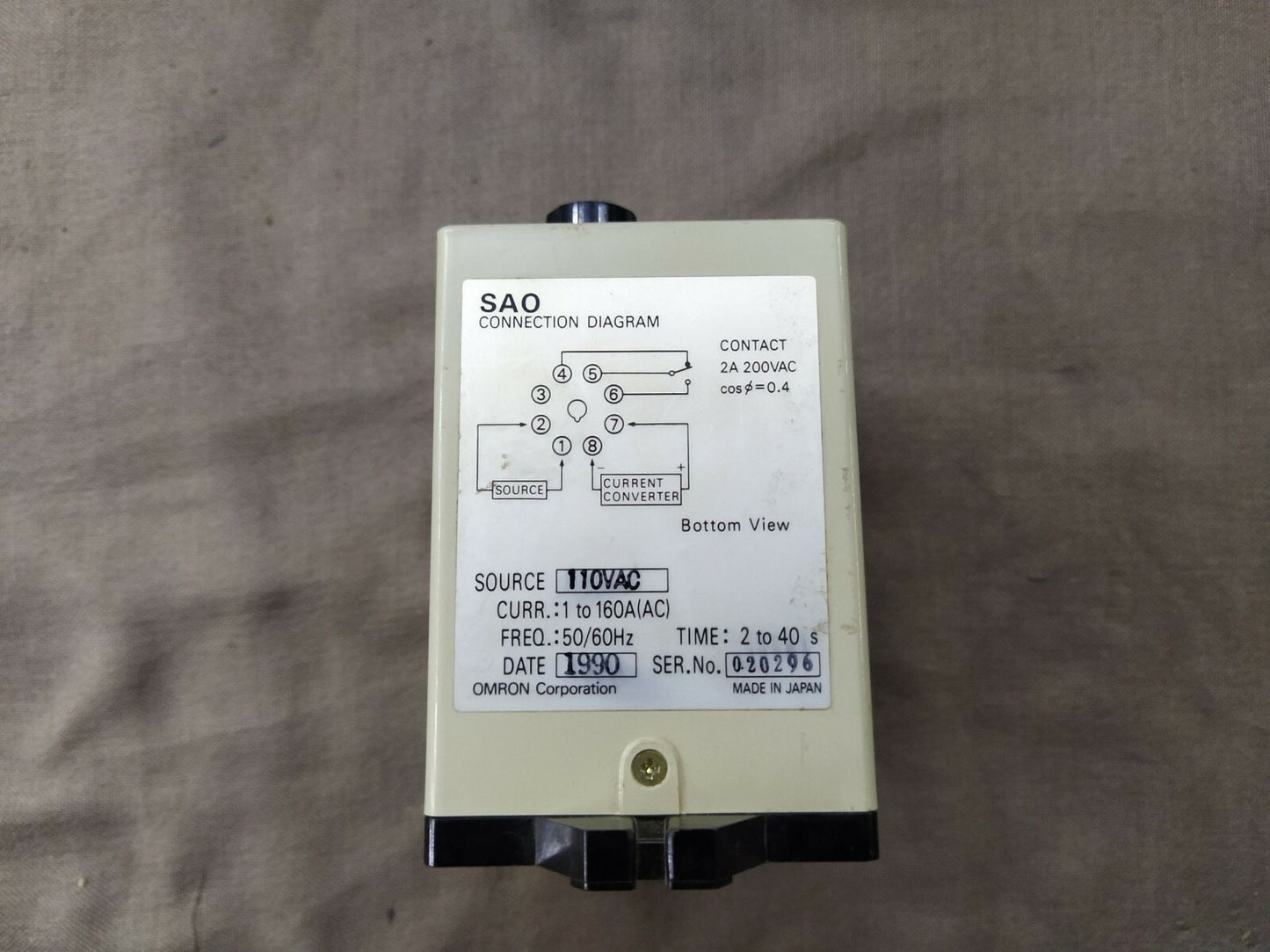 Omron SAO-Q Current Sensor 110V AC SAO