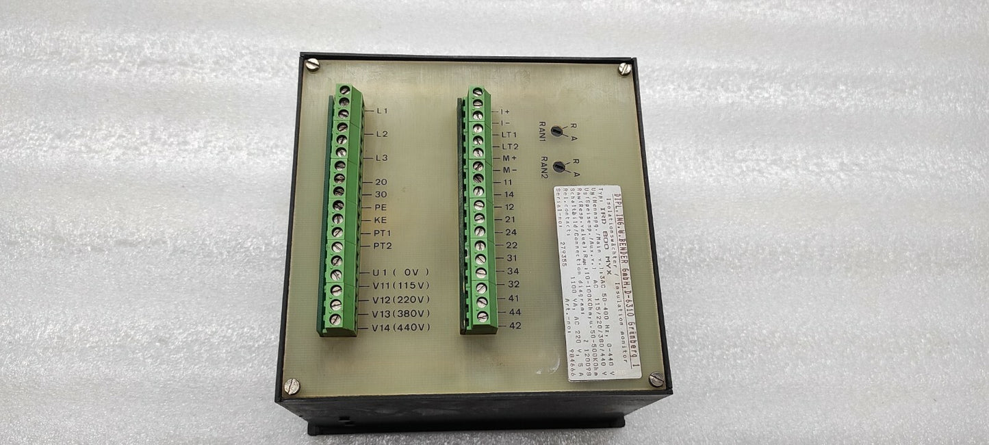BENDER IRD-800-MYX A-ISOMETER 984666 INSULATION MONITOR 220V 5A 1100VA