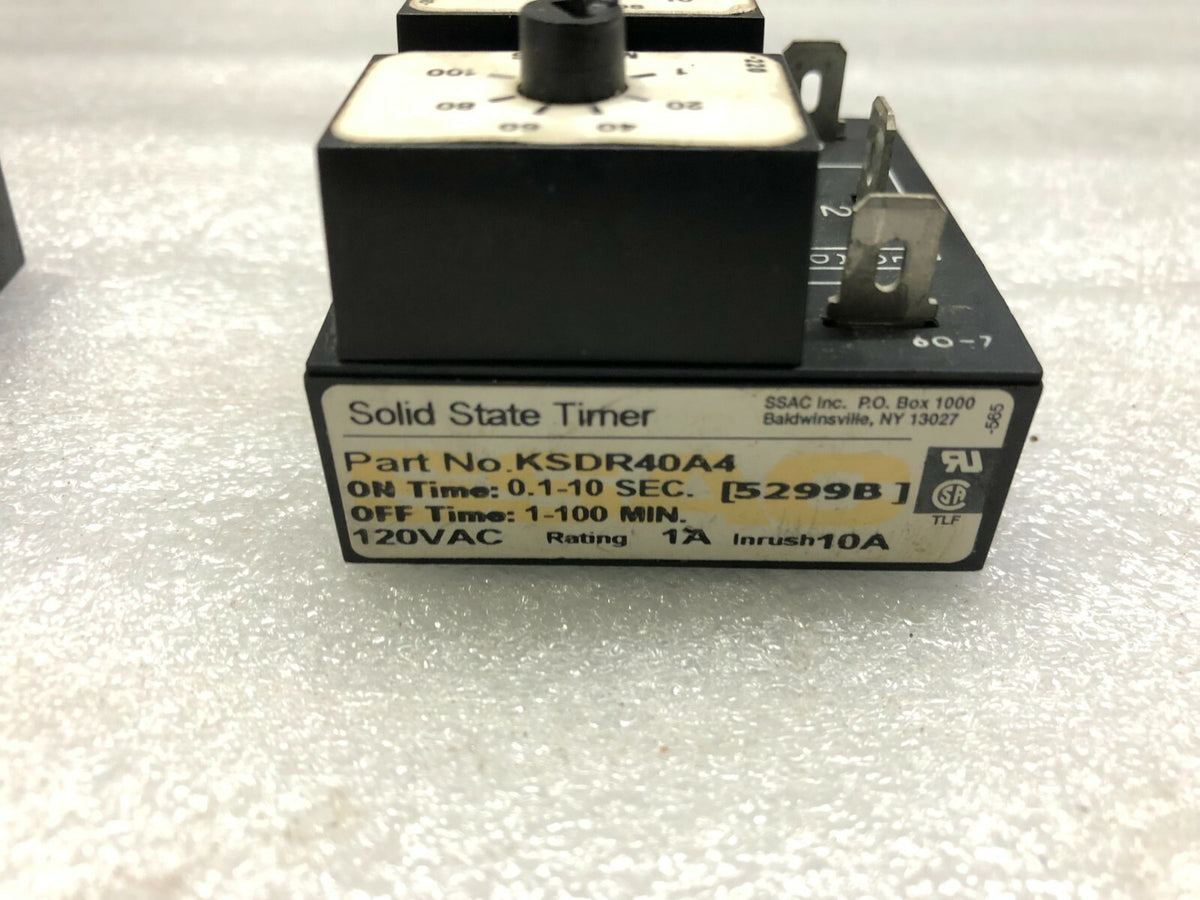 SSAC KSDR40A4 SOLID STATE TIMER 120VAC 0.1-10 SEC 1-100 MIN