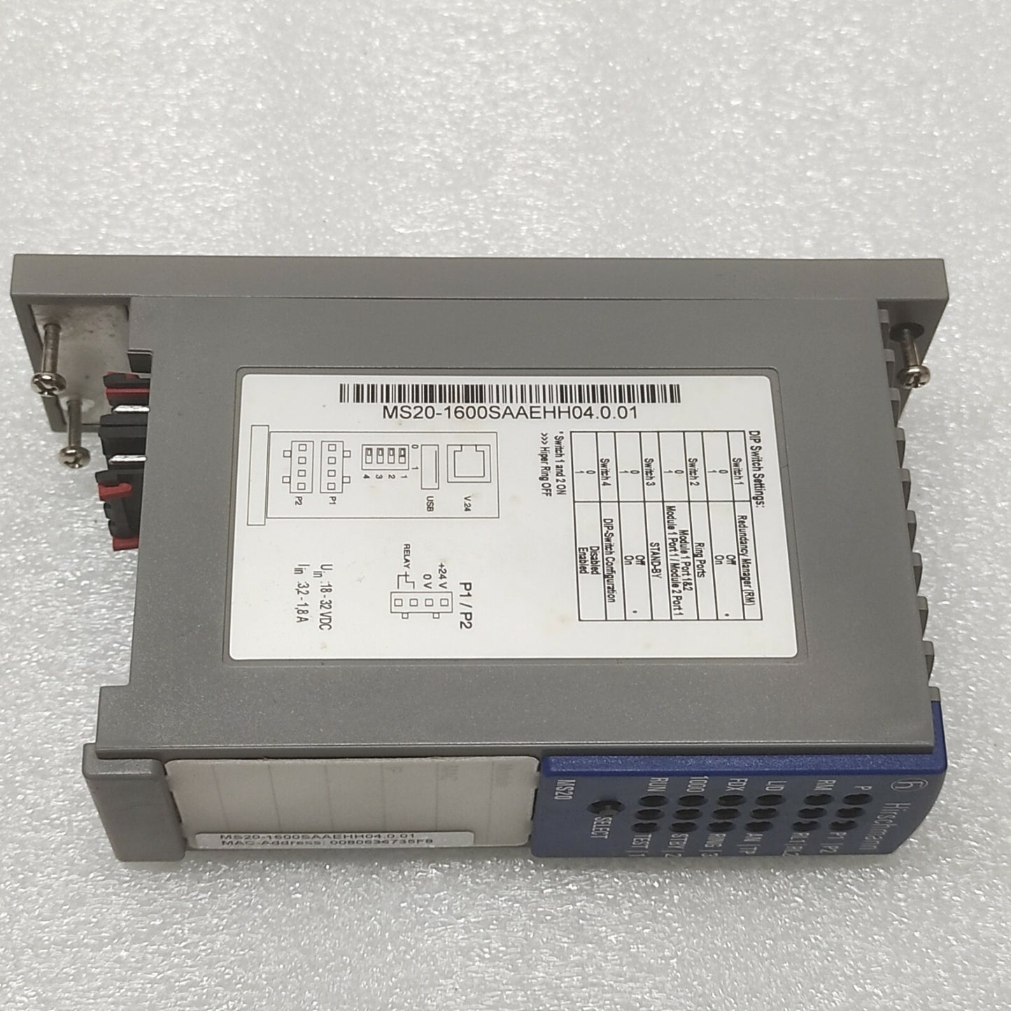 HIRSCHMANN MS20 MICE SWITCHING MODULE 18-32VDC MS20-1600SAAEHH04.0.01