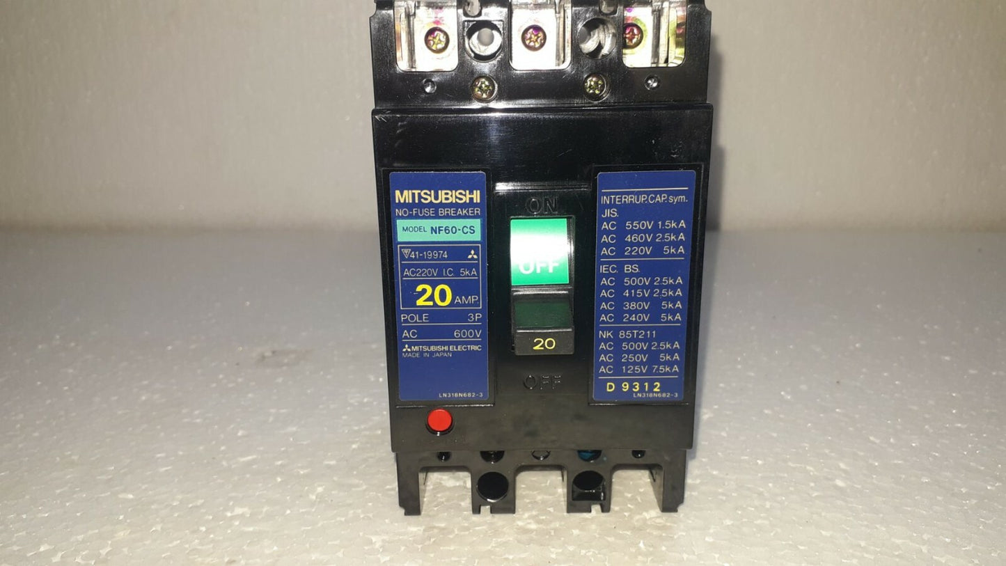 Mitsubishi NF60-CS No-Fuse Breaker 20A 3P 600V NF60CS