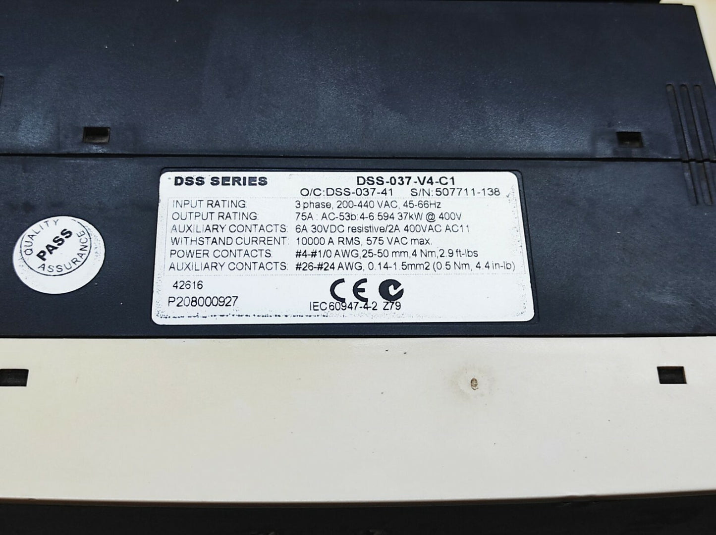 RUDOLF DSS SERIES DSS-037-V4-C1 STARTERS DSS-037-41 3-PHASE STARTER