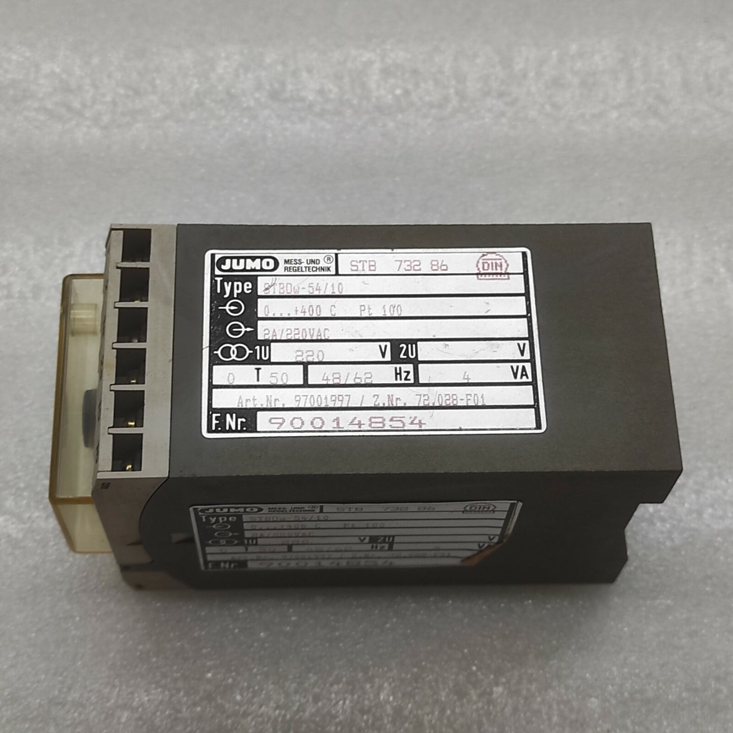 JUMO STBOW-54/10 TEMPERATURE CONTROLLER 97001997 0-400'C 220VAC