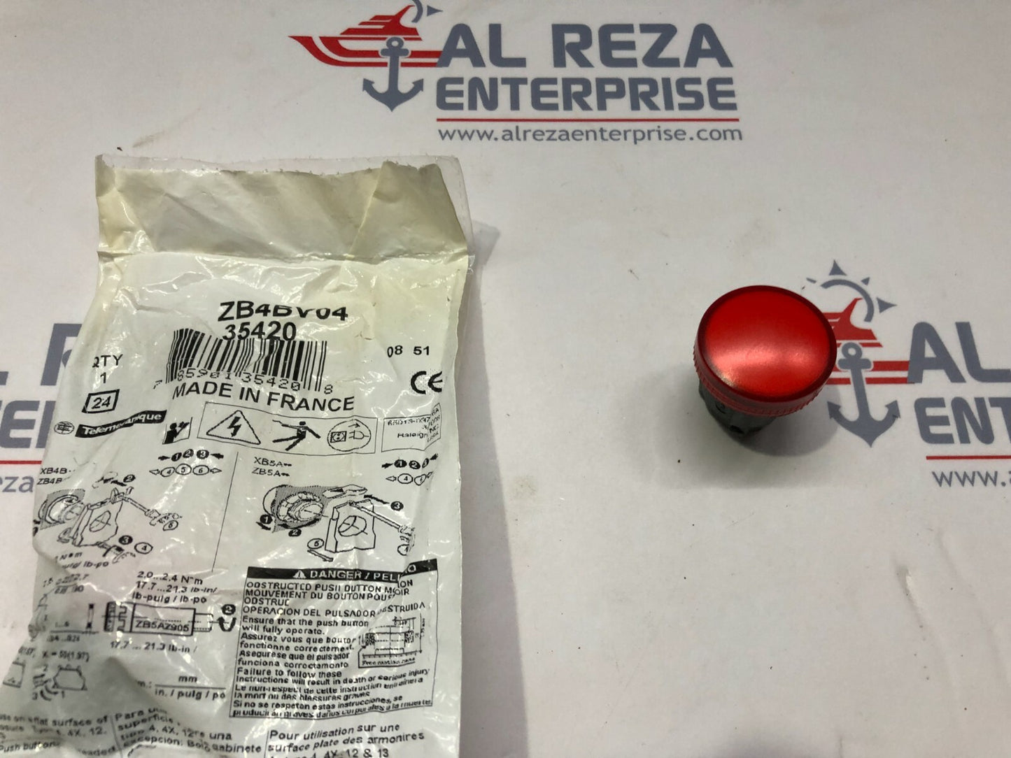 TELEMECANIQUE SE ZB4BV04 RED PILOT LIGHT 35420 LOT OF 4 UNIT