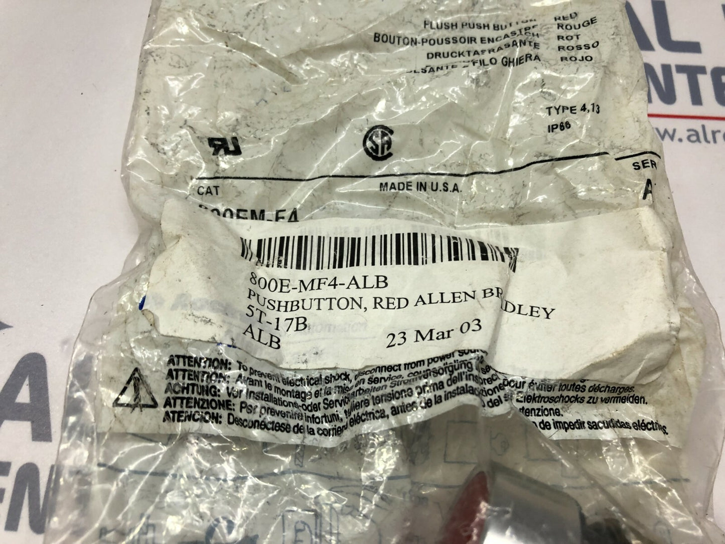 ALLEN BRADLEY 800EM-F4 RED PUSH BUTTON LOT OF 4 UNIT