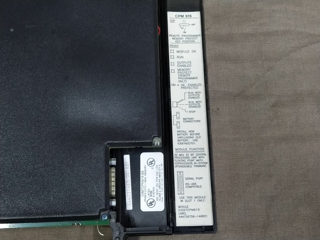 GE Fanuc IC697CPM915-BB CPU Lable 44A726758-146R01