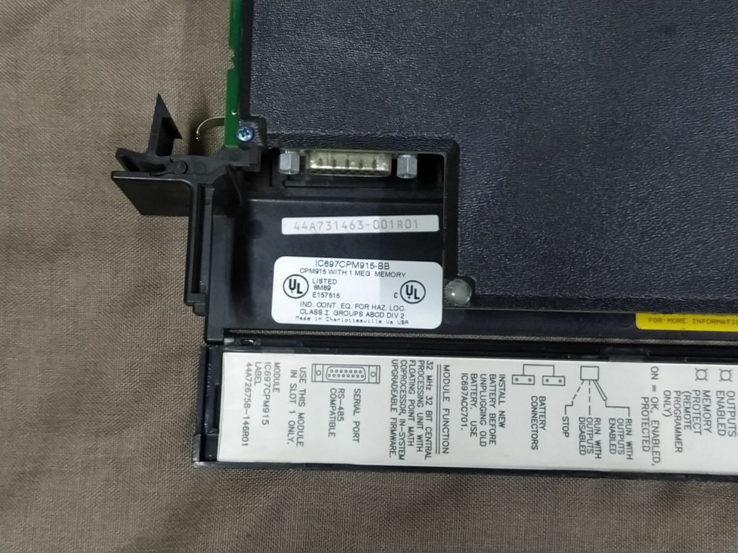 GE Fanuc IC697CPM915-BB CPU Lable 44A726758-146R01
