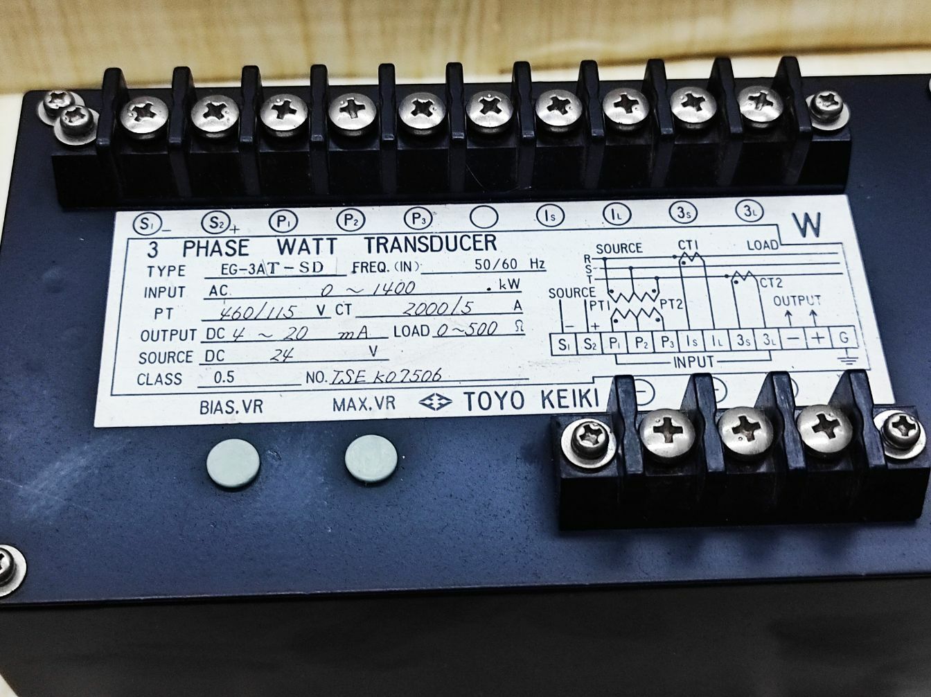 Toyo Keiki EG-3AT-SD 3-Phase Watt Transducer EG3ATSD 1400KW