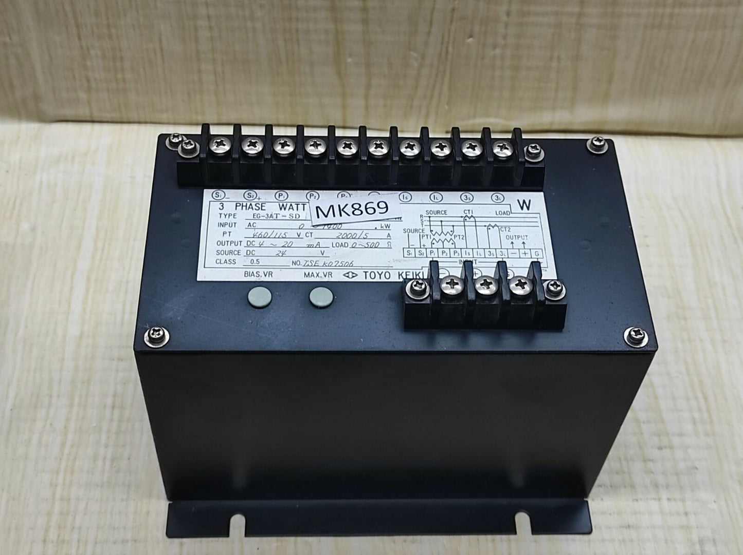 Toyo Keiki EG-3AT-SD 3-Phase Watt Transducer EG3ATSD 1400KW