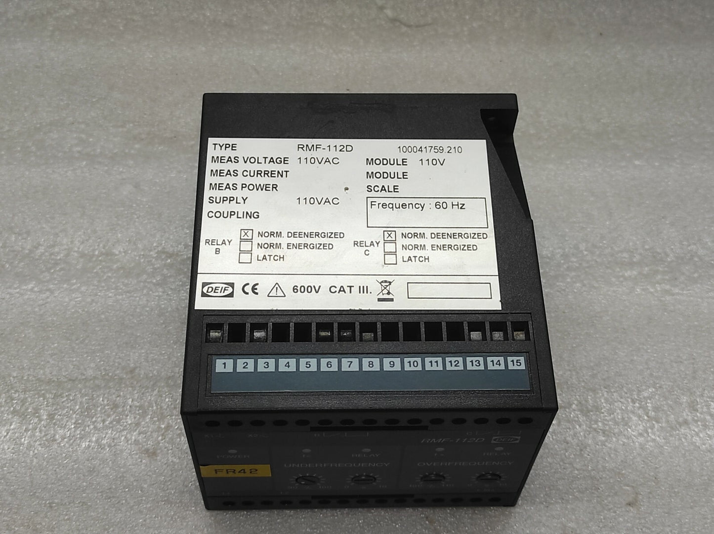 DEIF RMF-112D FREQUENCY RELAY 110VAC