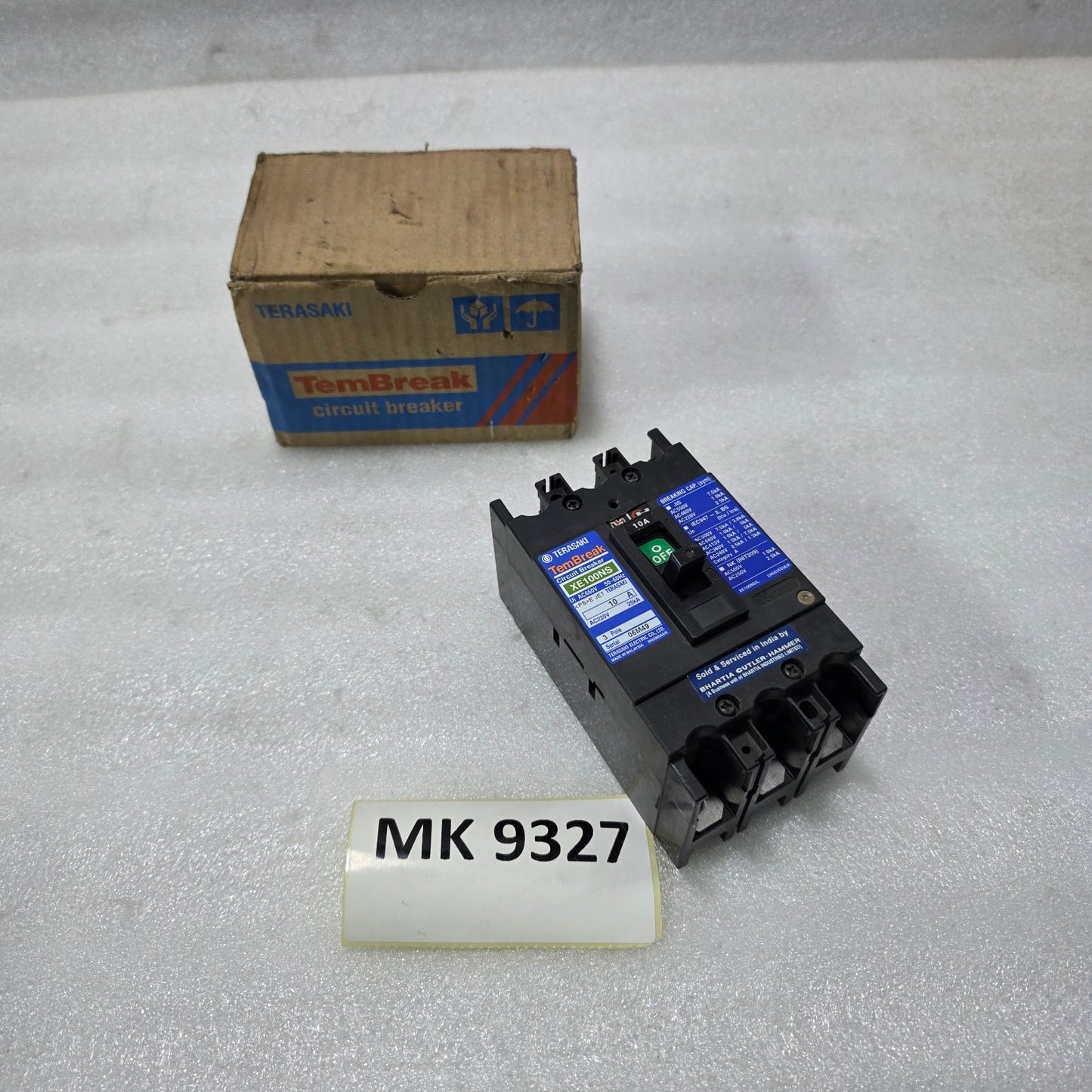 TERASAKI TEMBREAK XE100NS 3 POLE CIRCUIT BREAKER 10A|25KA AC220V | MINOR DAMAGE