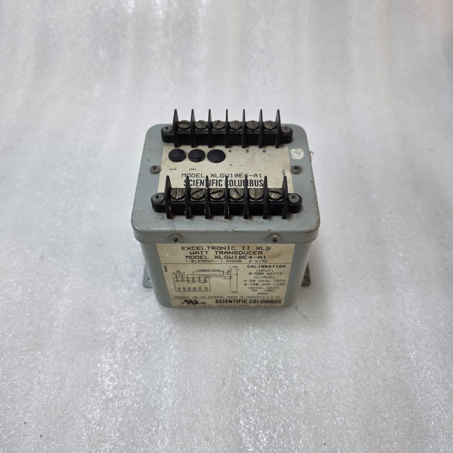SCIENTIFIC COLUMBUS XLGW10E4-A1 WATT TRANSDUCER 4–20MA OUTPUT 120V AC
