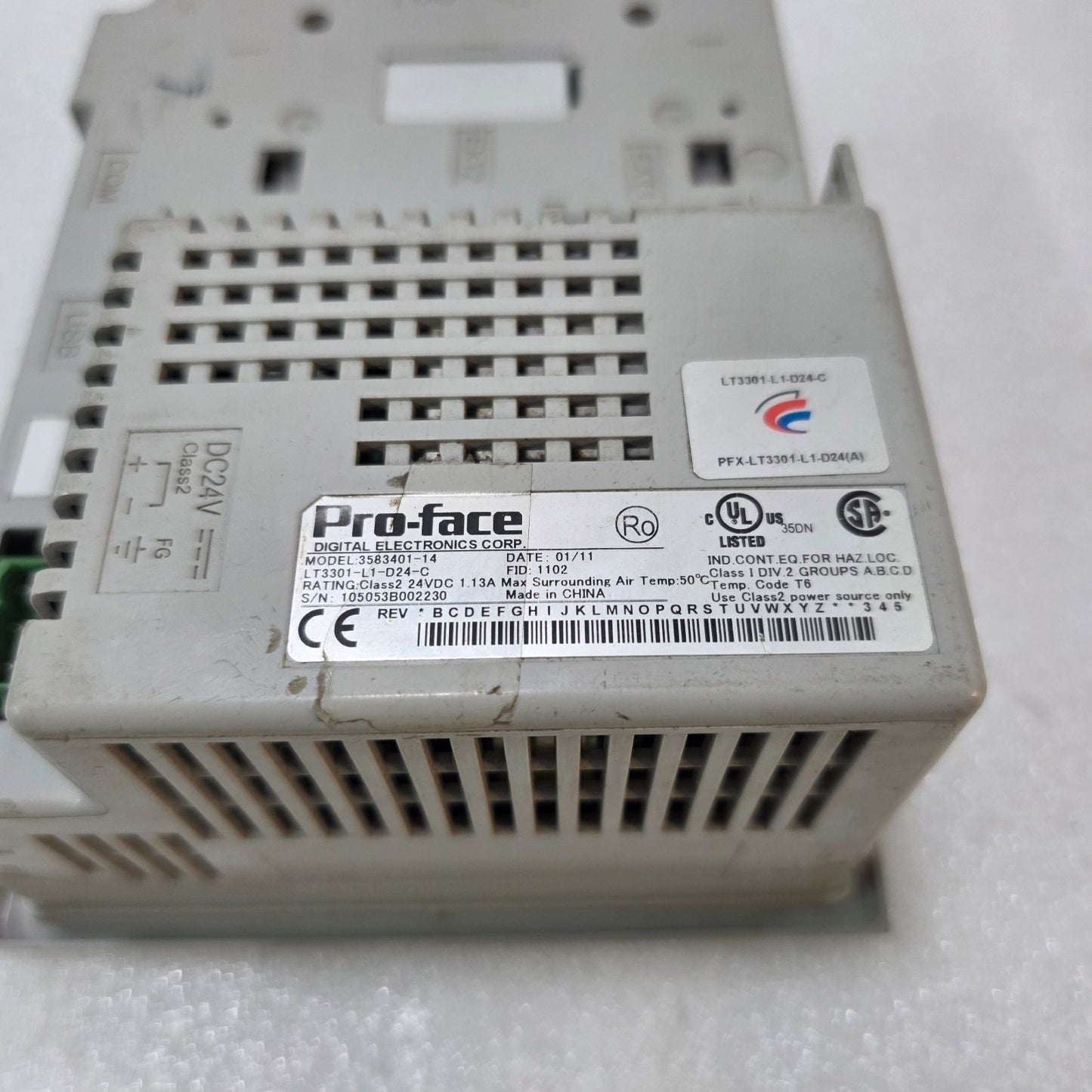 PRO-FACE LT3301-L1-D24-C TOUCH PANEL HMI, 24VDC OPERATOR INTERFACE 3583401-14