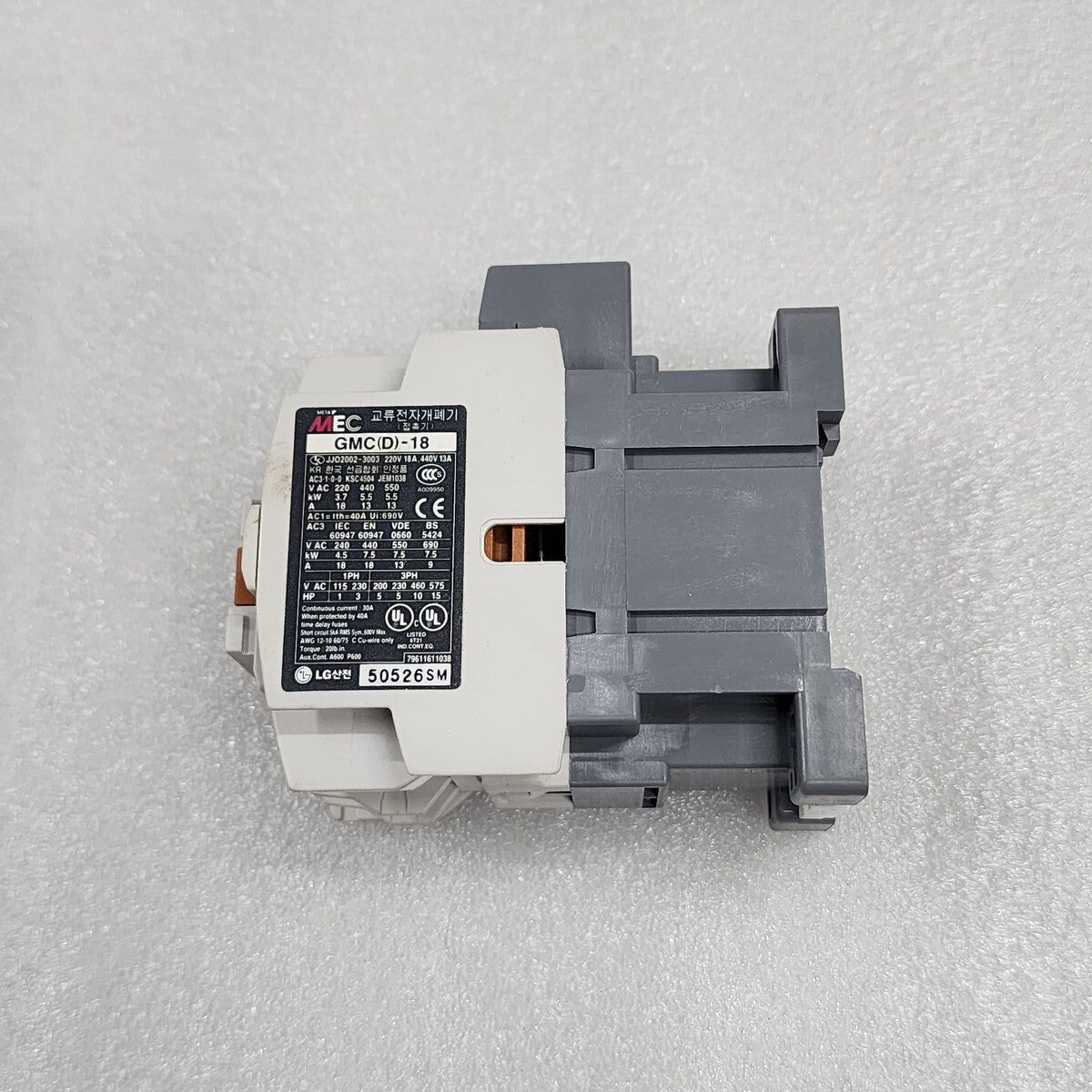 LG ELECTRIC GMC-18 MAGNETIC CONTACTOR 18A COIL VOLTAGE 100-110V AC GMC(D)-18