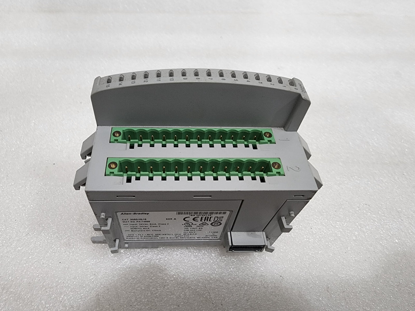 ALLEN BRADLEY CAT 2085-IQ16 MICRO800 16-POINT INPUT MODULE
