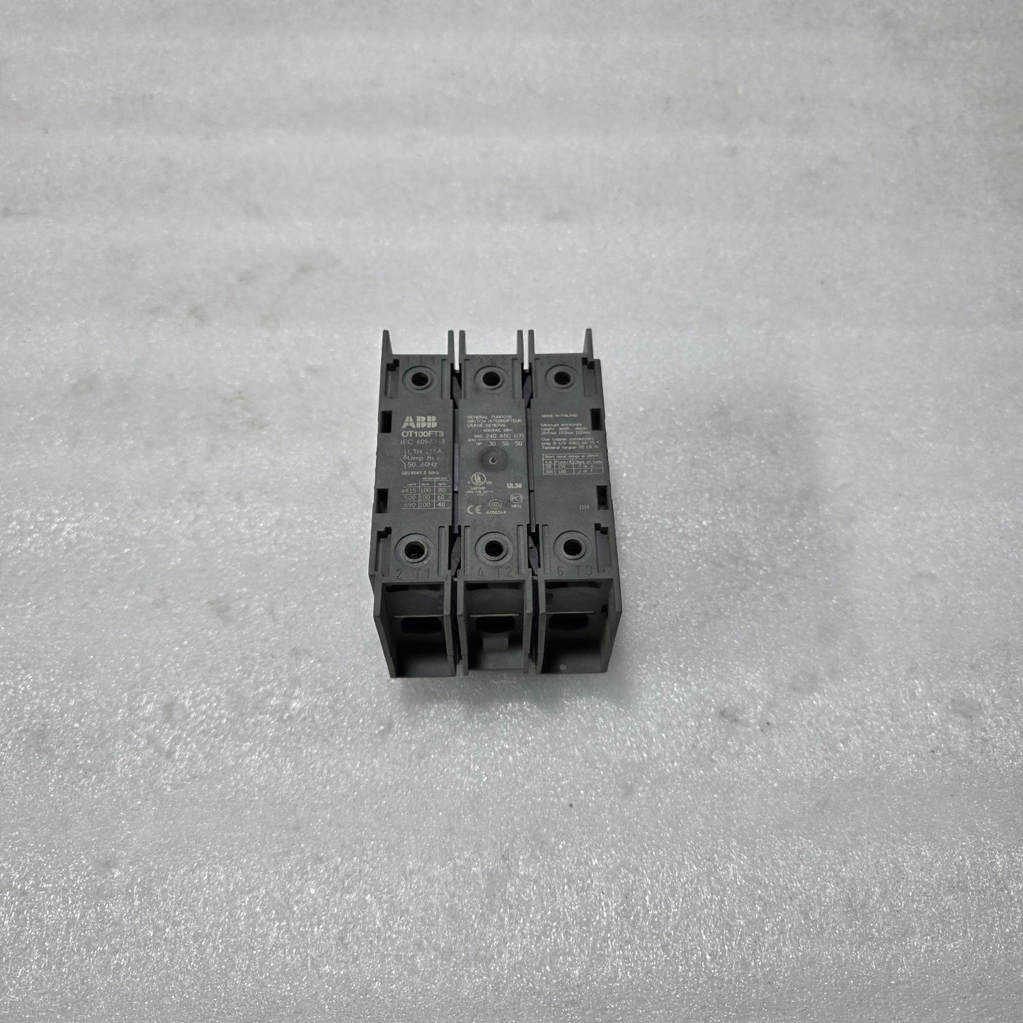 ABB OT100FT3 SWITCH DISCONNECTOR 100A 3-POLE | 600–750V AC INDUSTRIAL ISOLATOR S