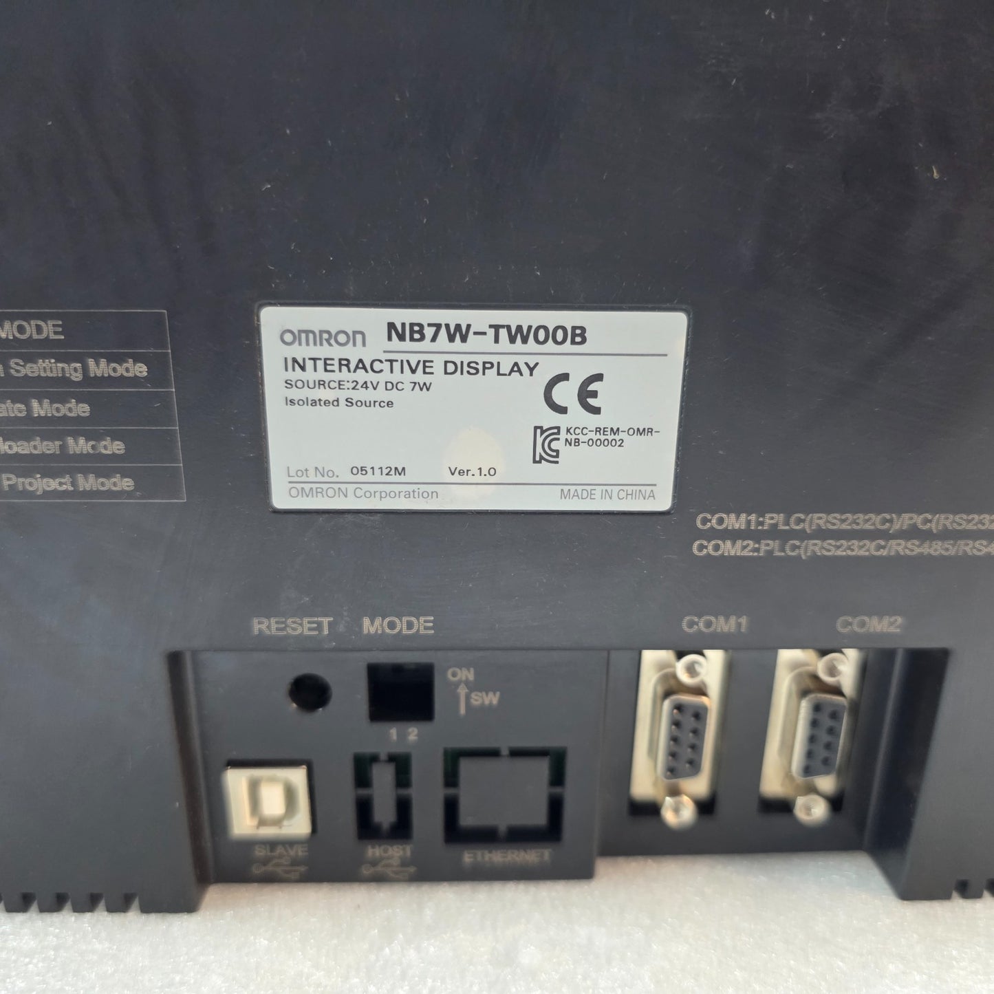 OMRON NB7W-TW00B HMI TOUCH PANEL 7” INTERACTIVE DISPLAY, 24VDC, ETHERNET & DUAL