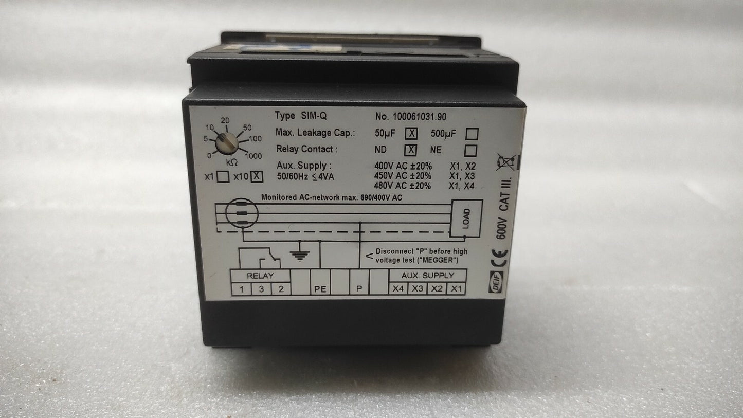 DEIF SIM-Q MEGA OHM METER 100061031.90 400-480V INSULATION MONITOR