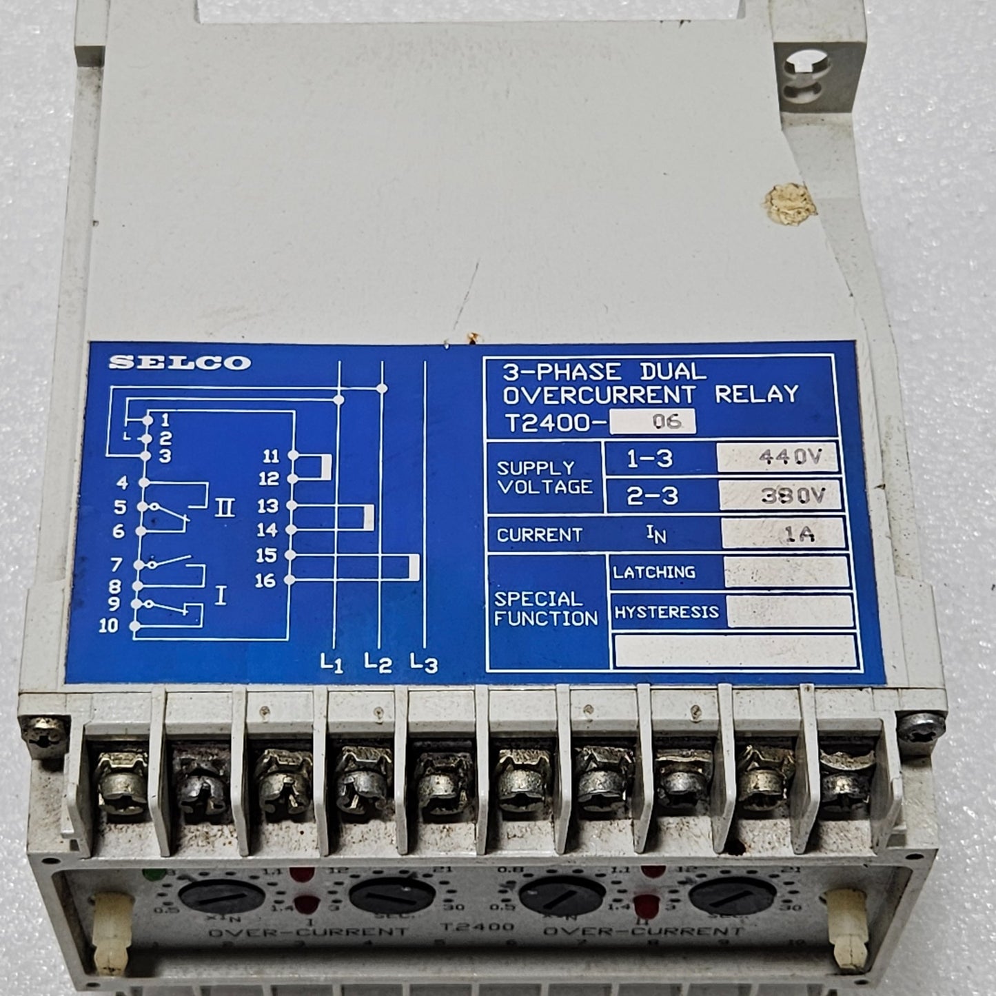 SELCO T2400-06 3-PHASE DUAL OVERCURRENT RELAY | 1A | 380 / 440V AC