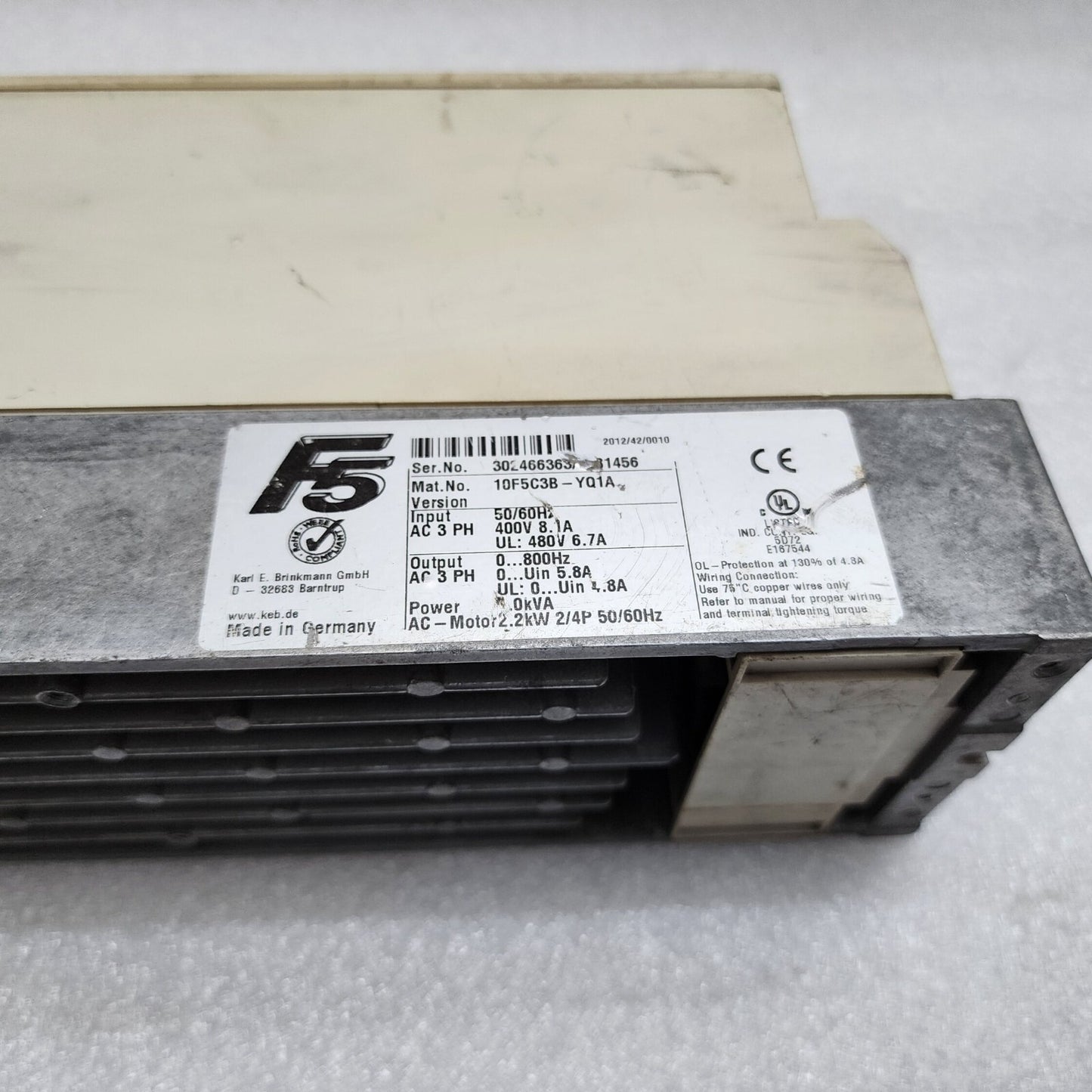 KARL E BRINKMANN 10.F5.C3B-YQ1A KEB INVERTER DRIVE 4.0 KVA