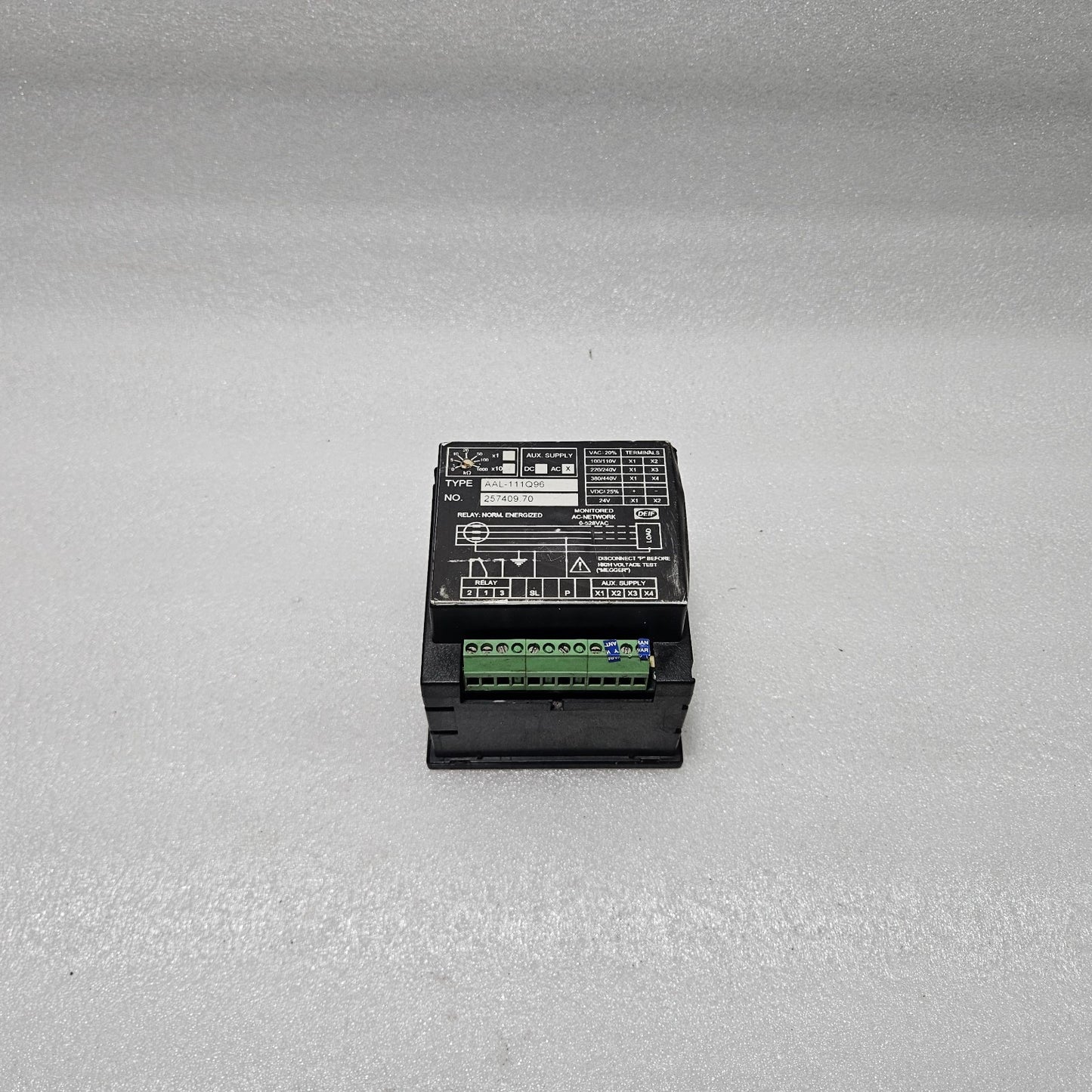DEIF AAL-111Q96 INSULATION RESISTANCE METER MΩ PANEL MOUNT WITH RELAY OUTPUT